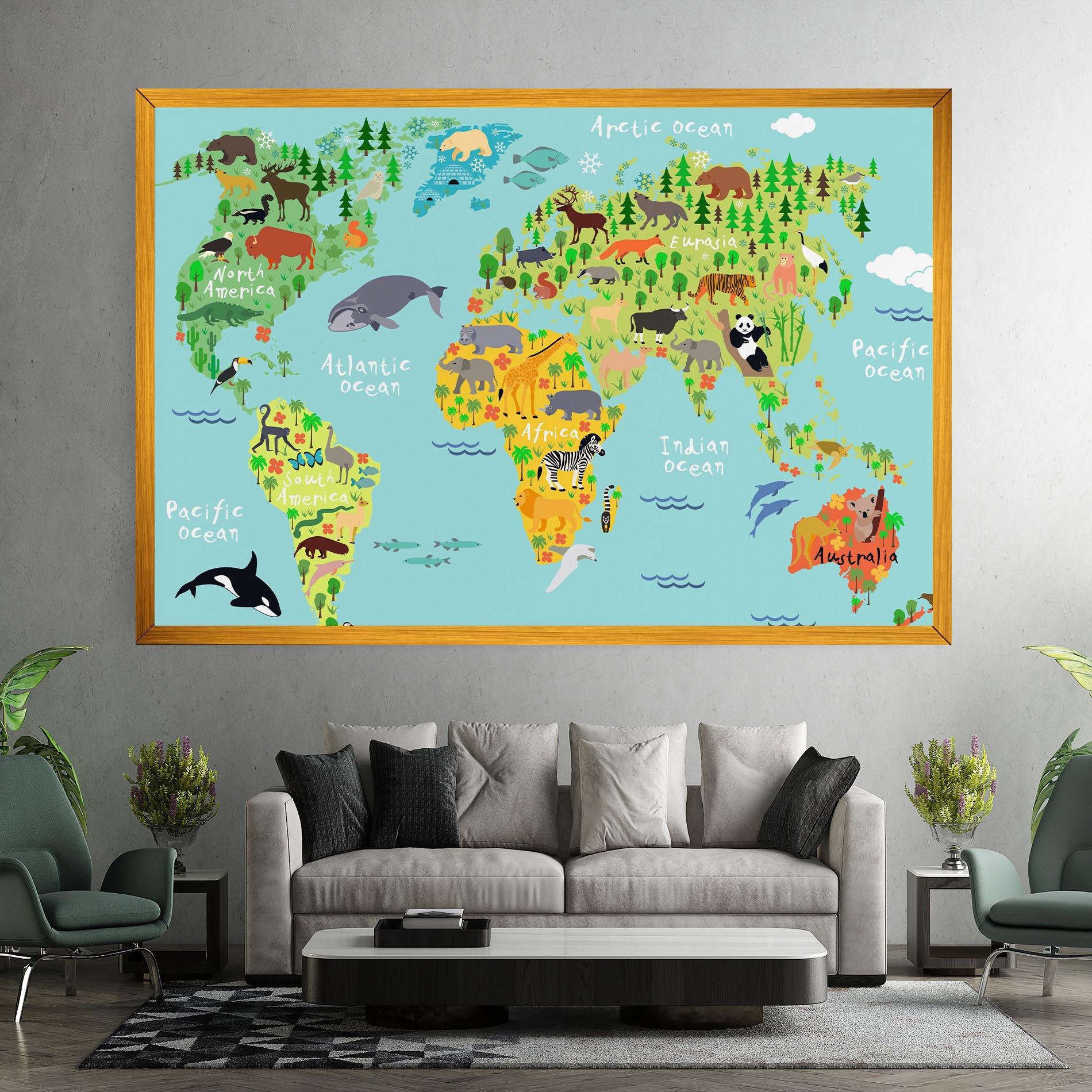 Tablou Canvas Animal World Map mockup 7
