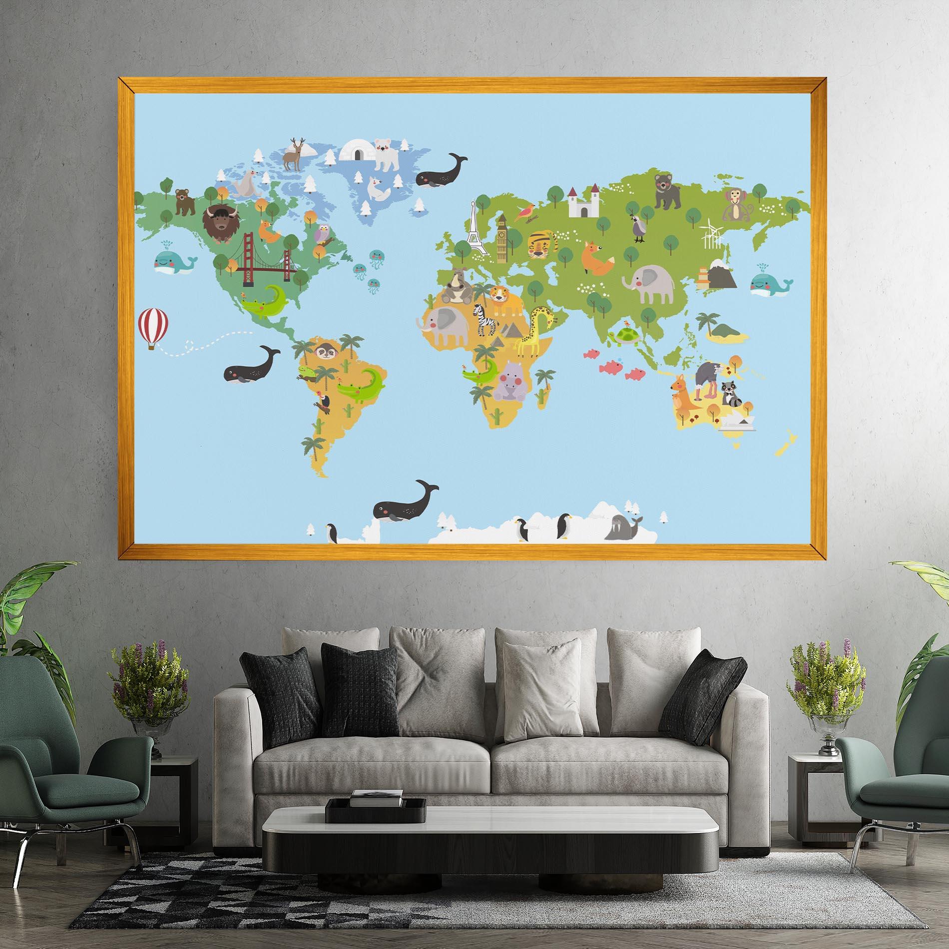 Tablou Canvas Animals Cute Map mockup 7