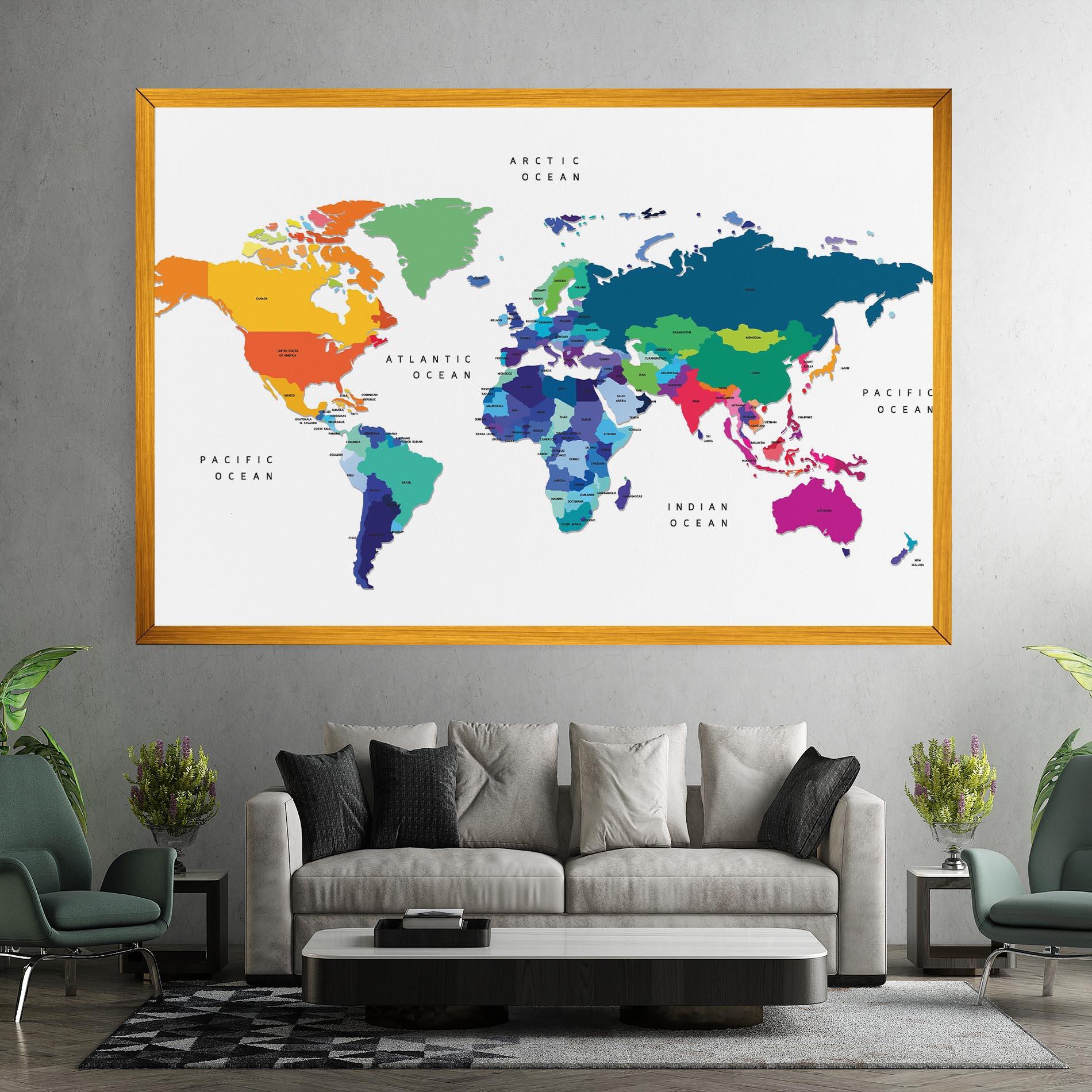 Tablou Canvas Colored Continents Map mockup 7