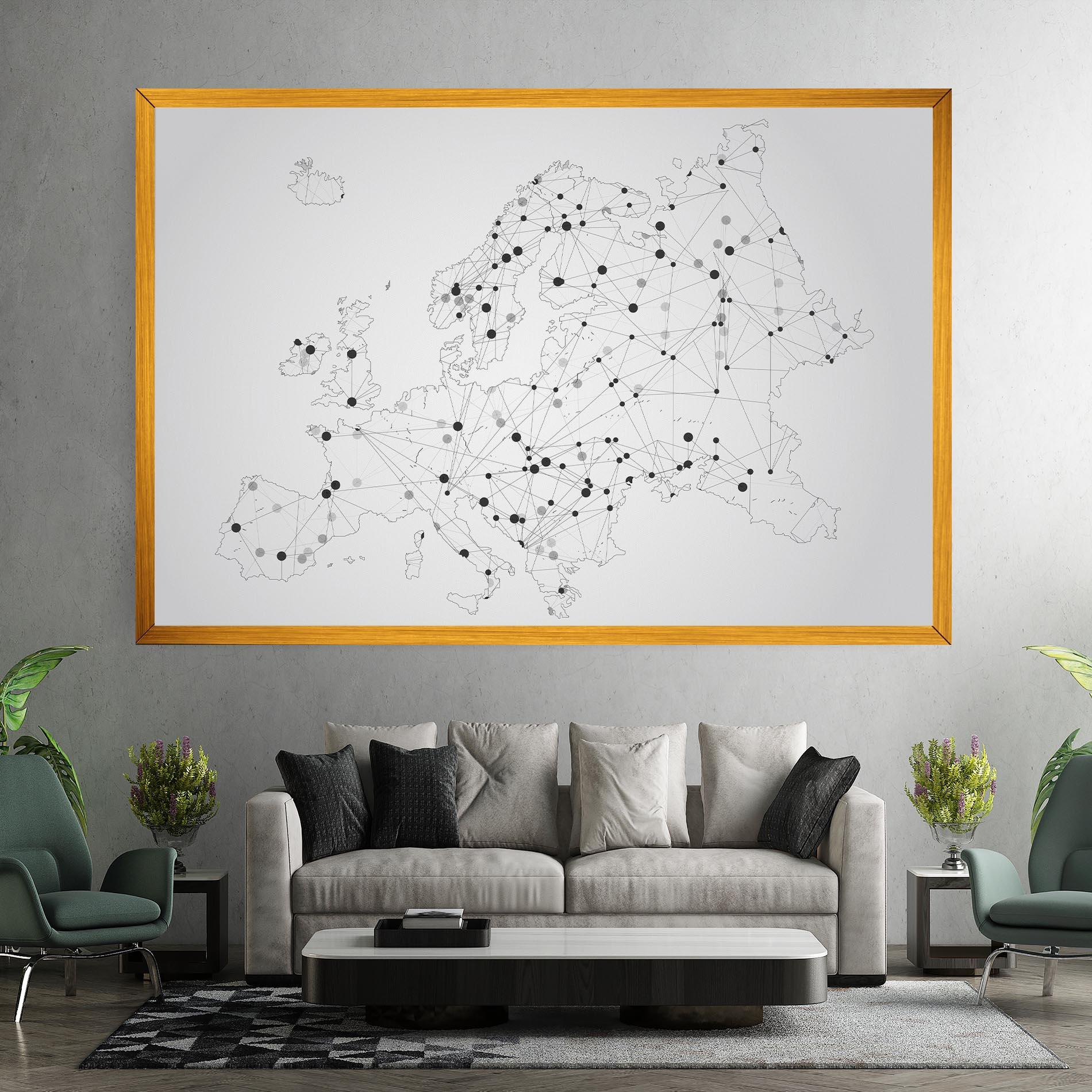 Tablou Canvas Europe Line Map mockup 7