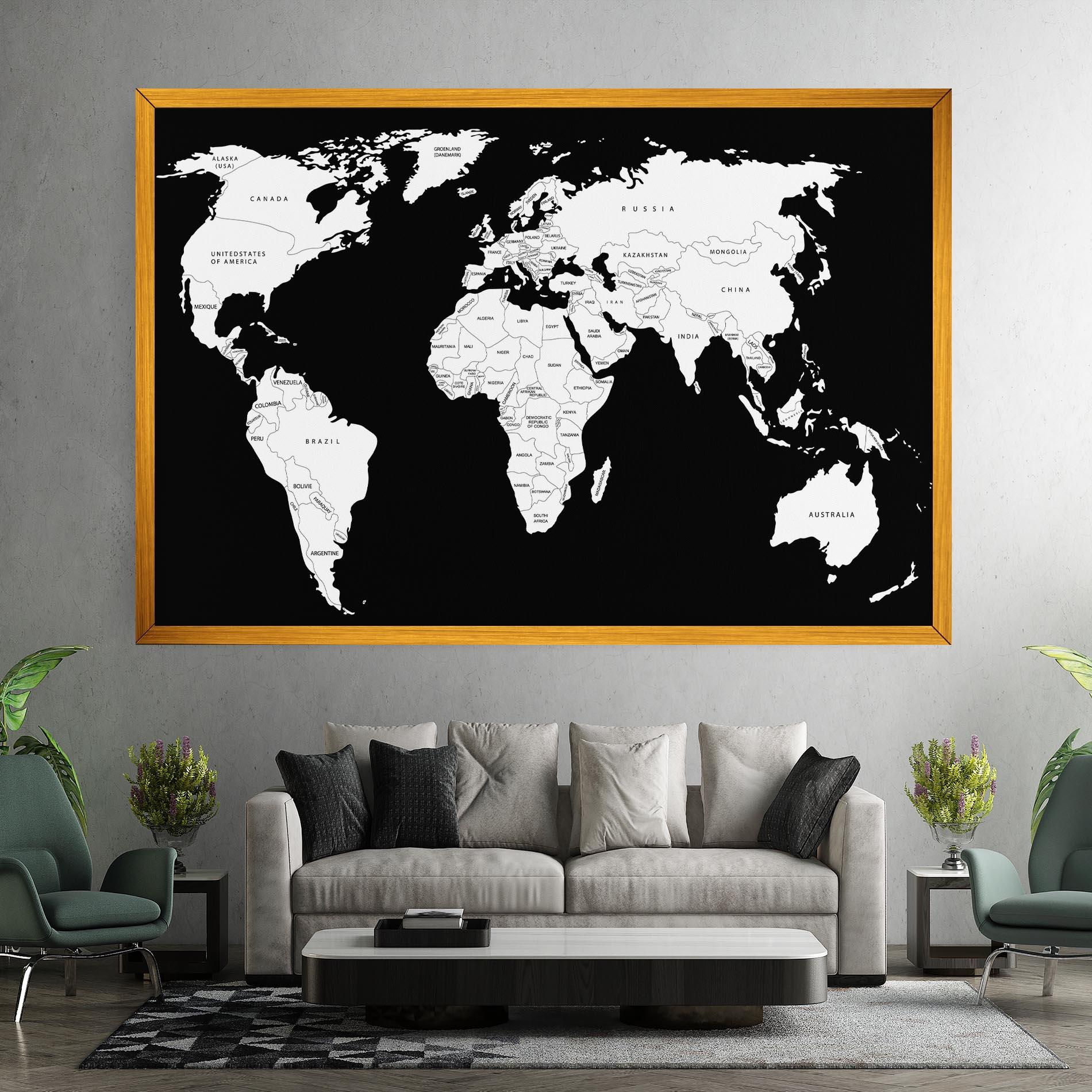 Tablou Canvas White World Map mockup 7