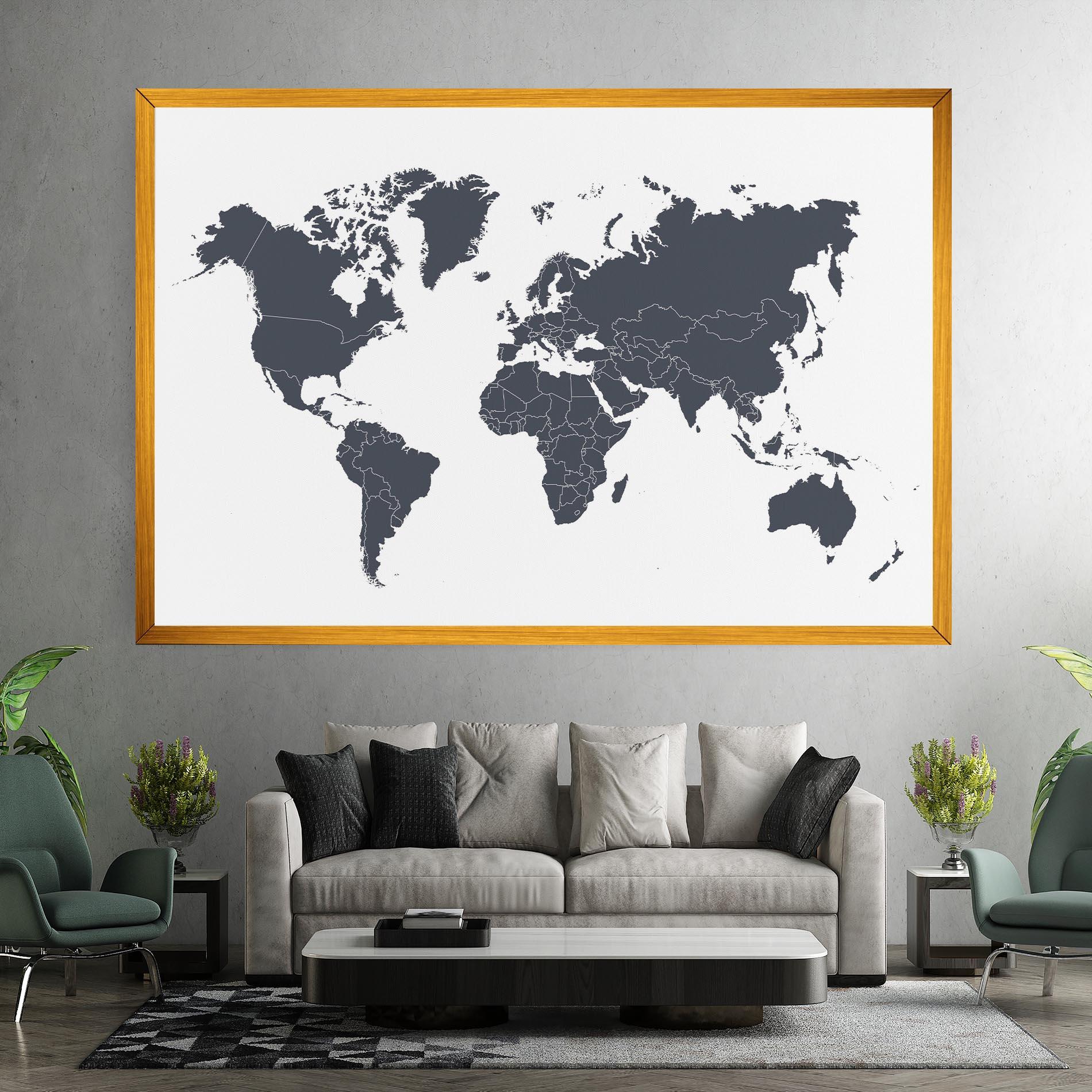 Tablou Canvas World Grey Map mockup 7