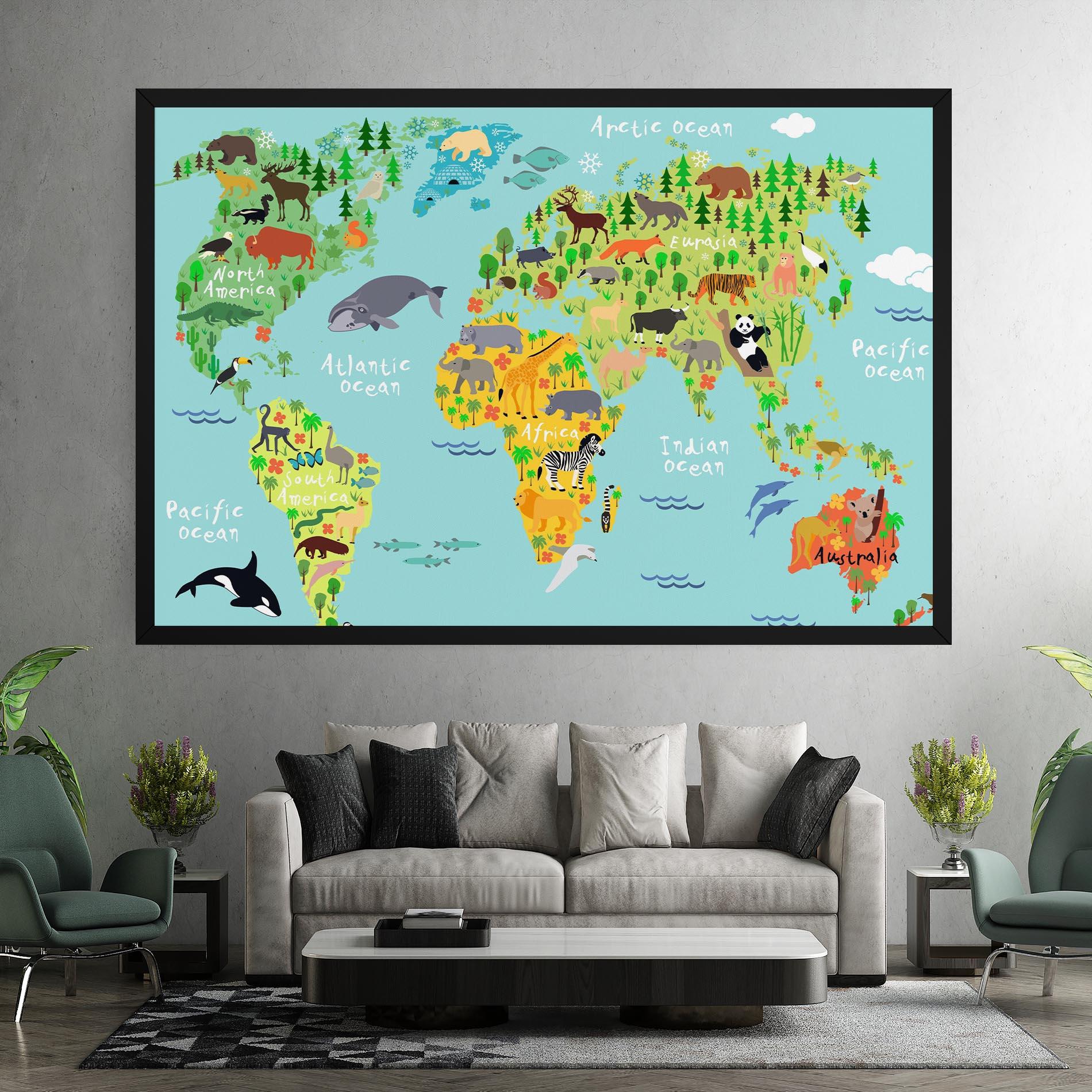Tablou Canvas Animal World Map mockup 7