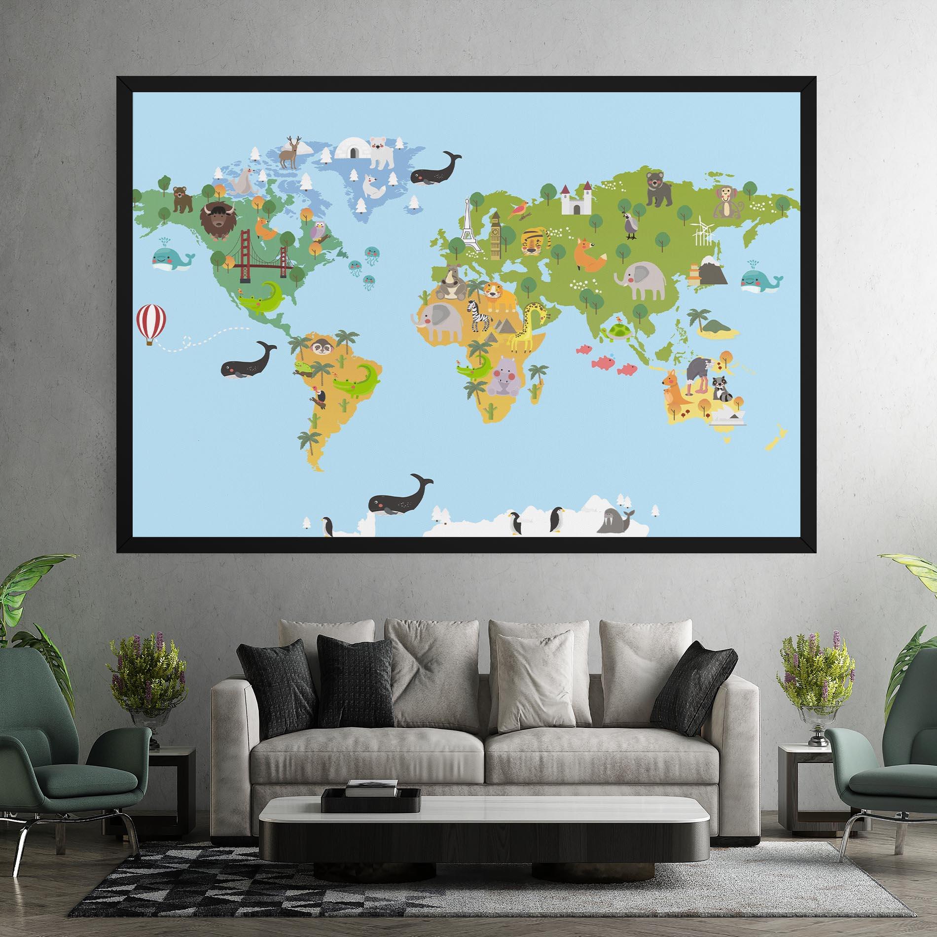 Tablou Canvas Animals Cute Map mockup 7