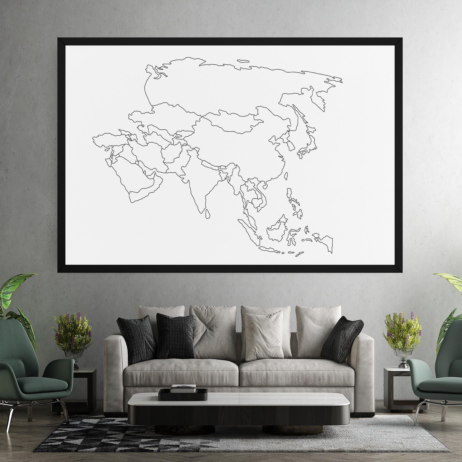 Tablou Canvas Asia Map Line mockup 7