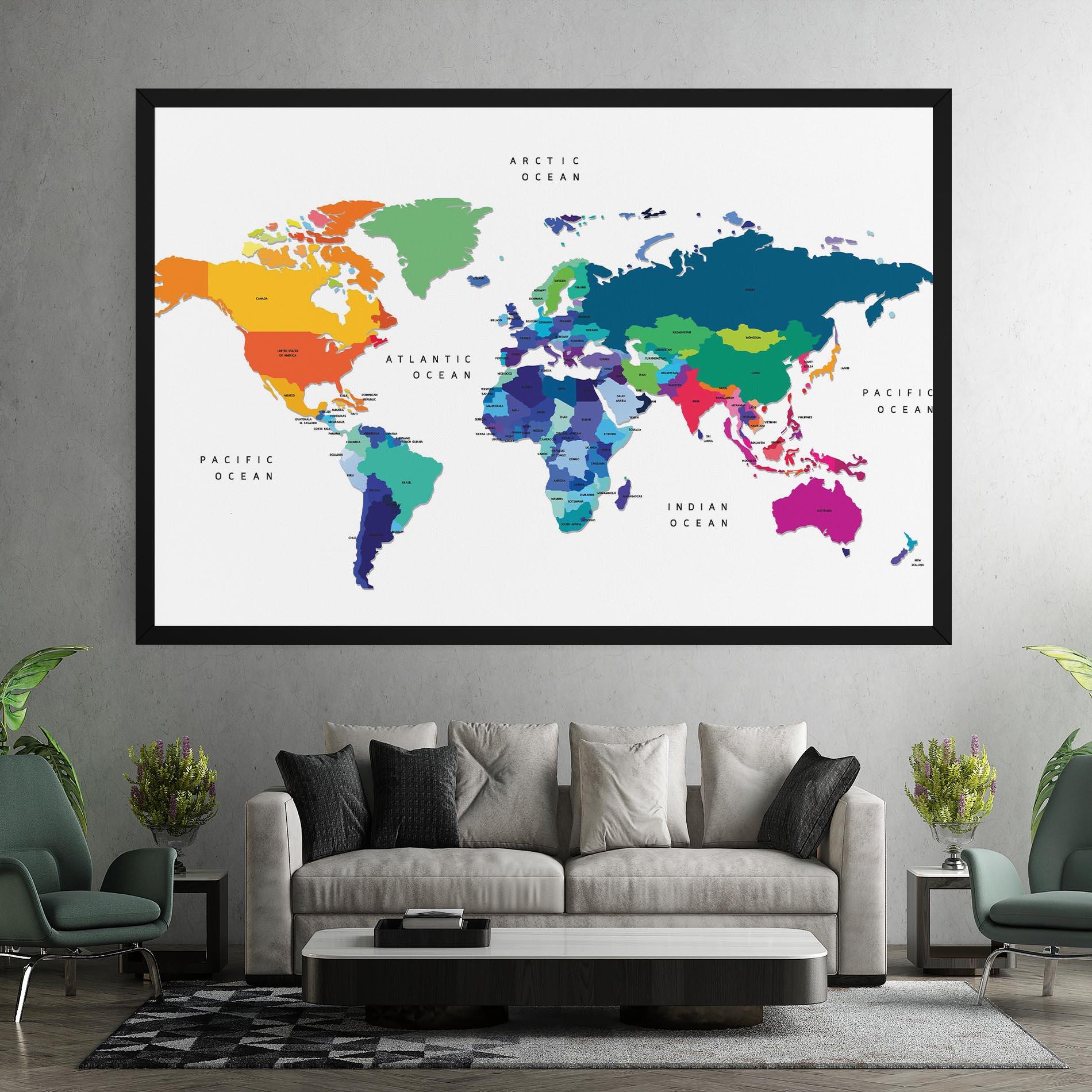 Tablou Canvas Colored Continents Map mockup 7