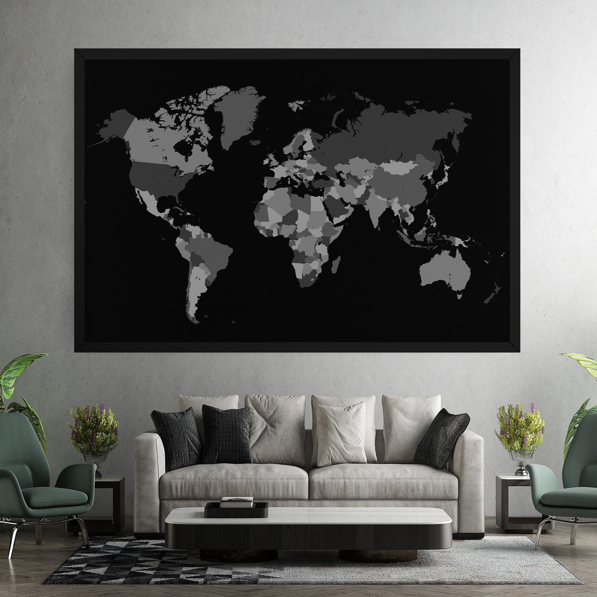 Tablou Canvas Grey Map World mockup 7