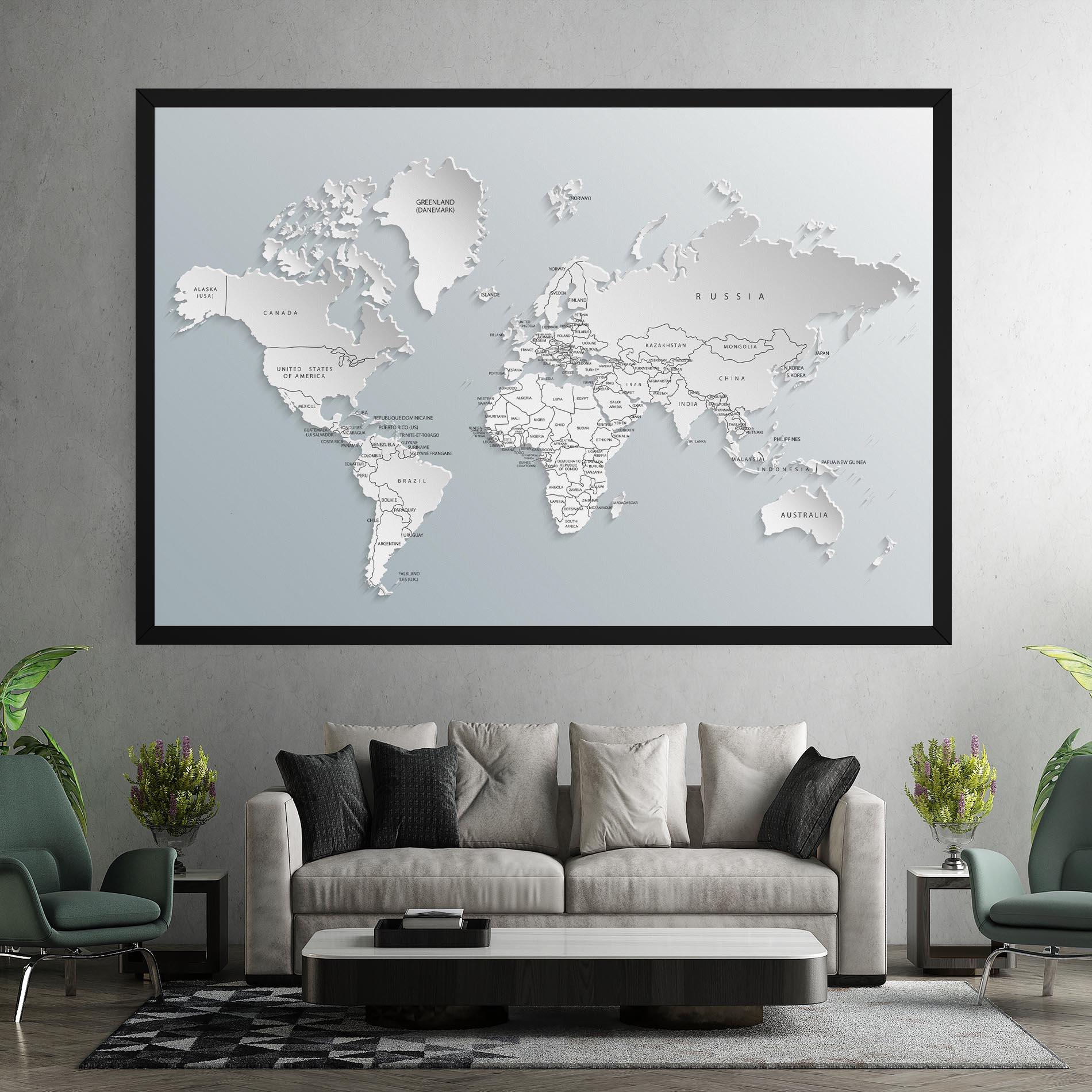 Tablou Canvas Grey White Map mockup 7