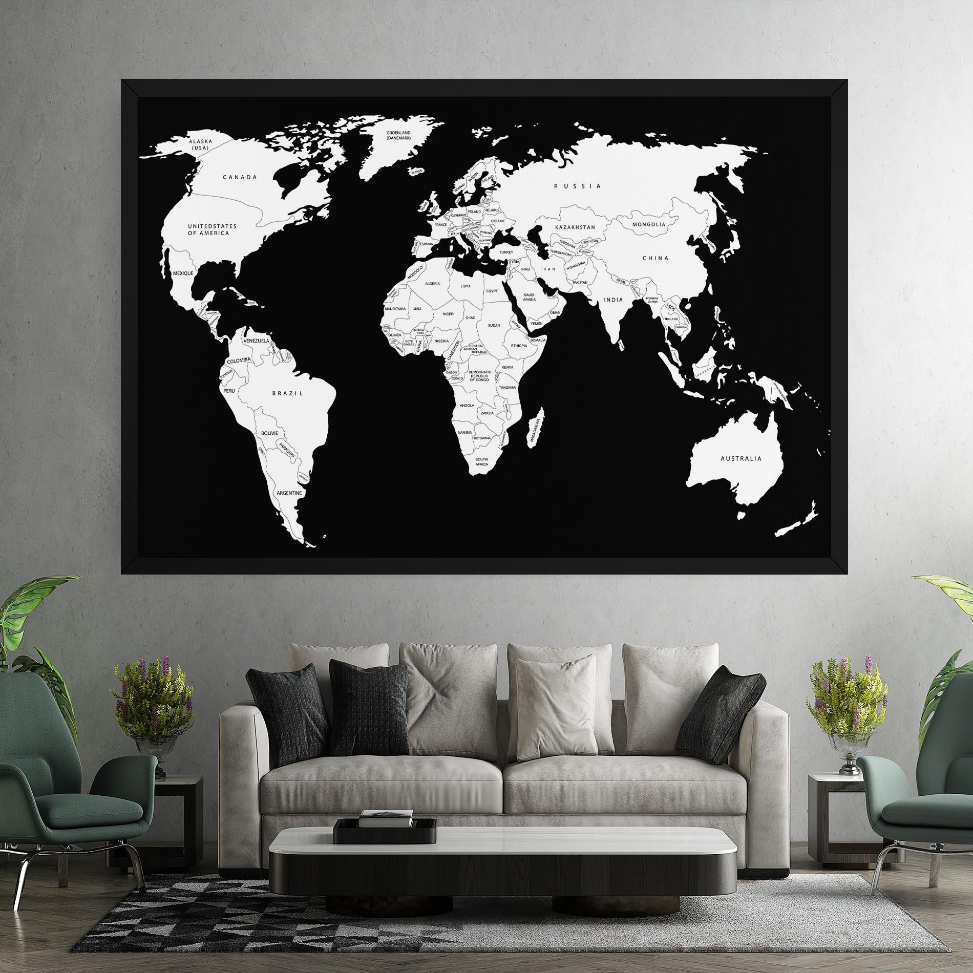 Tablou Canvas White World Map mockup 7