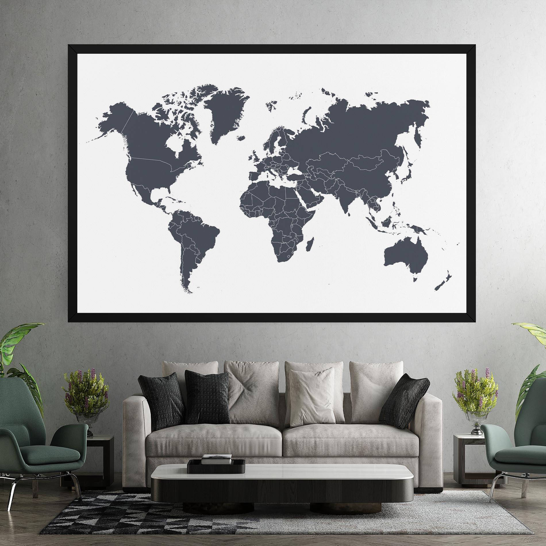 Tablou Canvas World Grey Map mockup 7