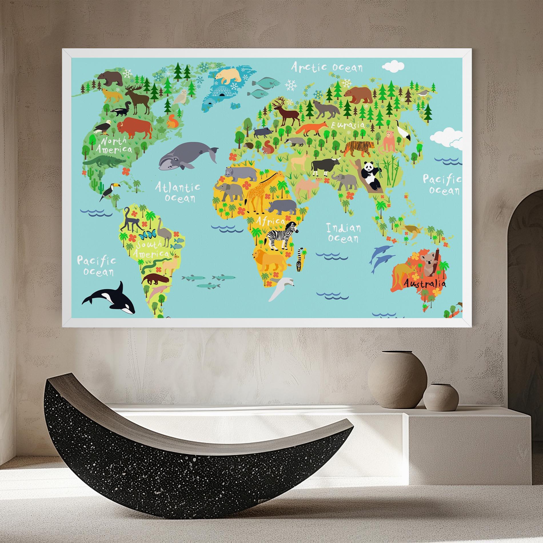 Tablou Canvas Animal World Map mockup 8