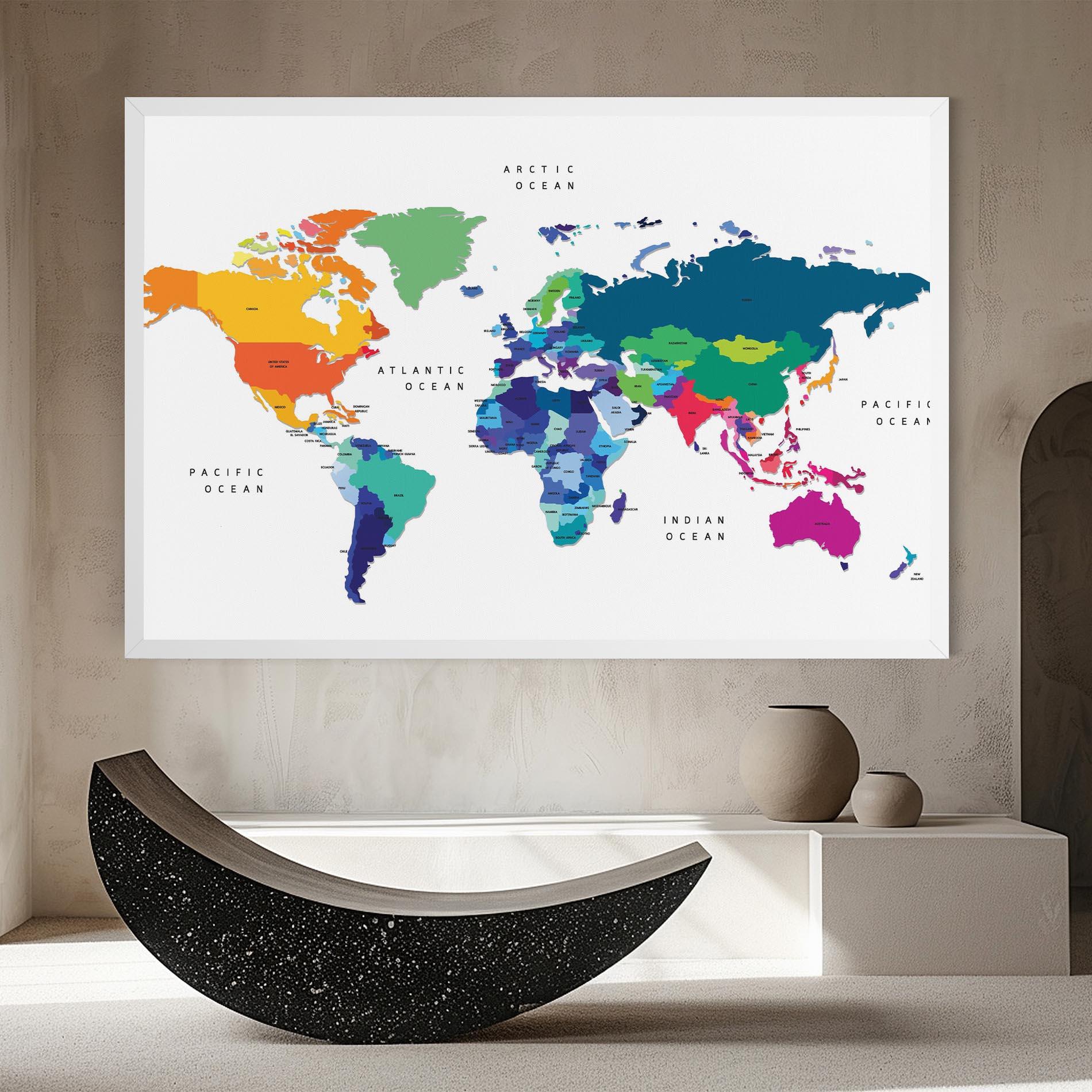Tablou Canvas Colored Continents Map mockup 8