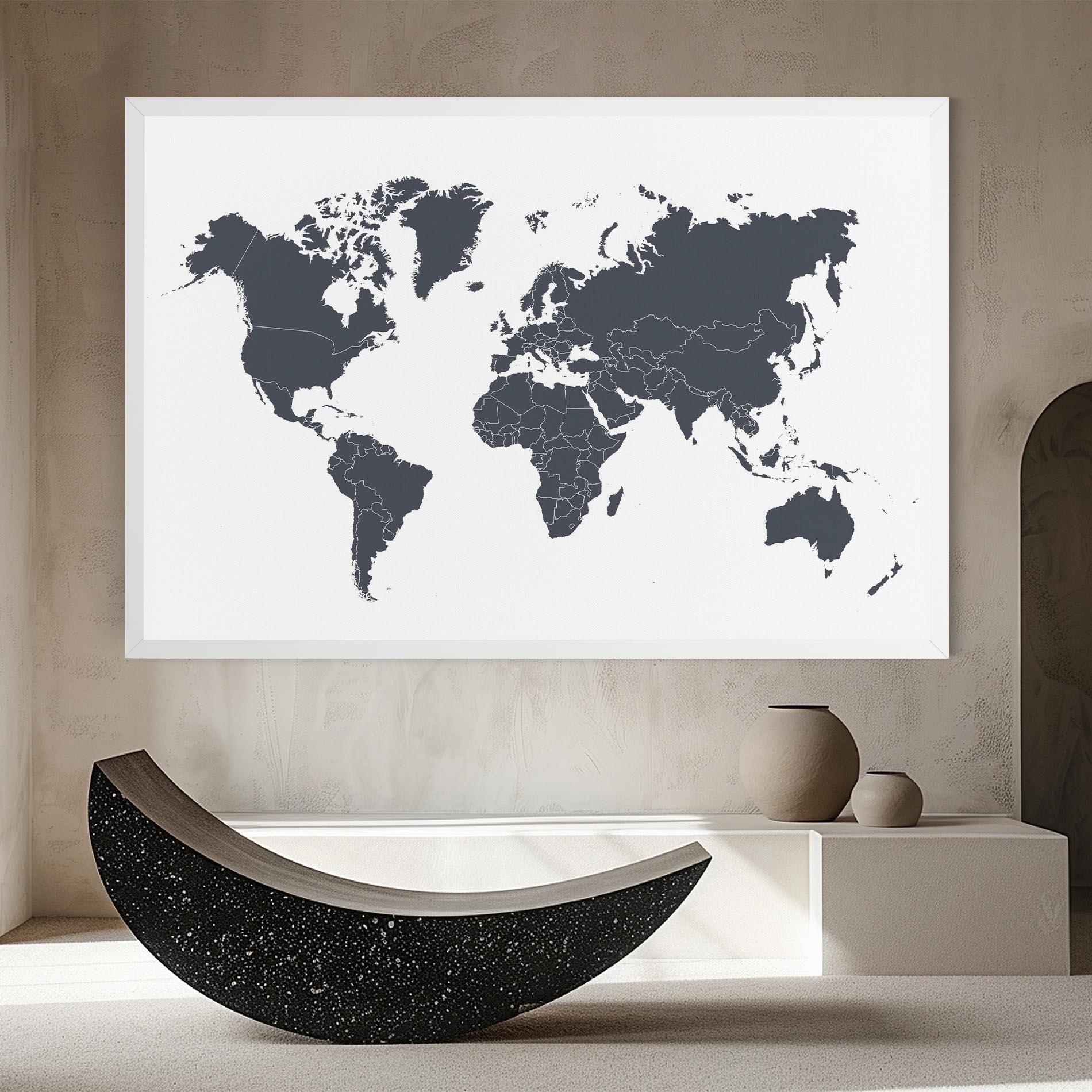 Tablou Canvas World Grey Map mockup 8