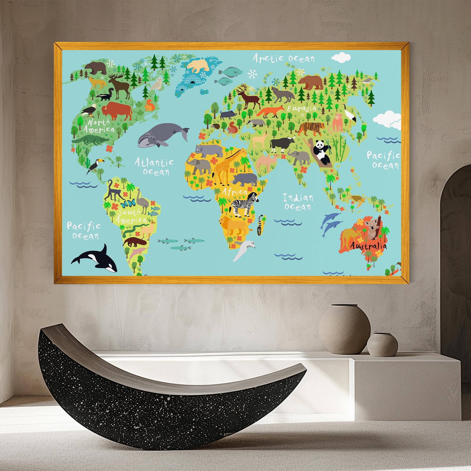 Tablou Canvas Animal World Map mockup 8