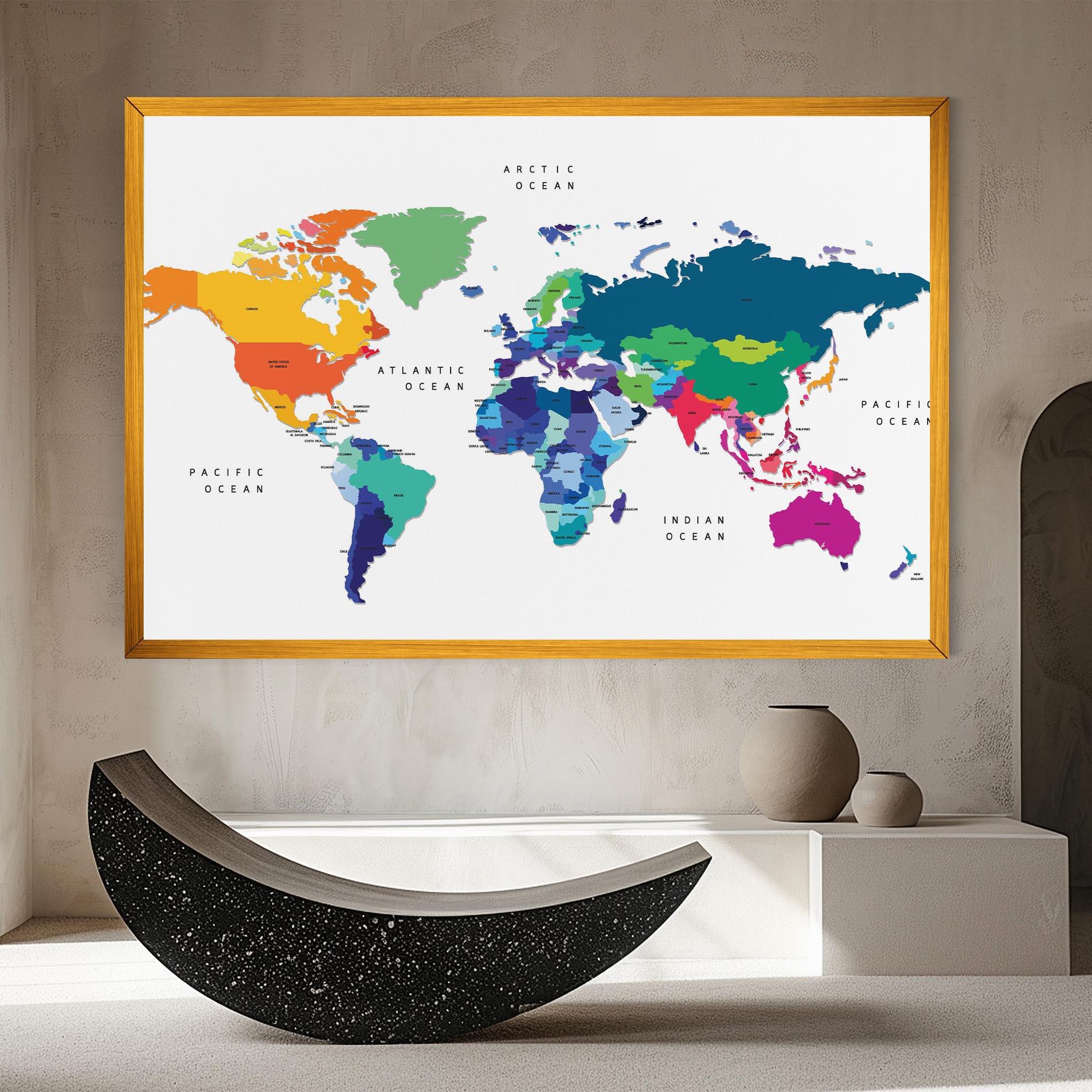 Tablou Canvas Colored Continents Map mockup 8
