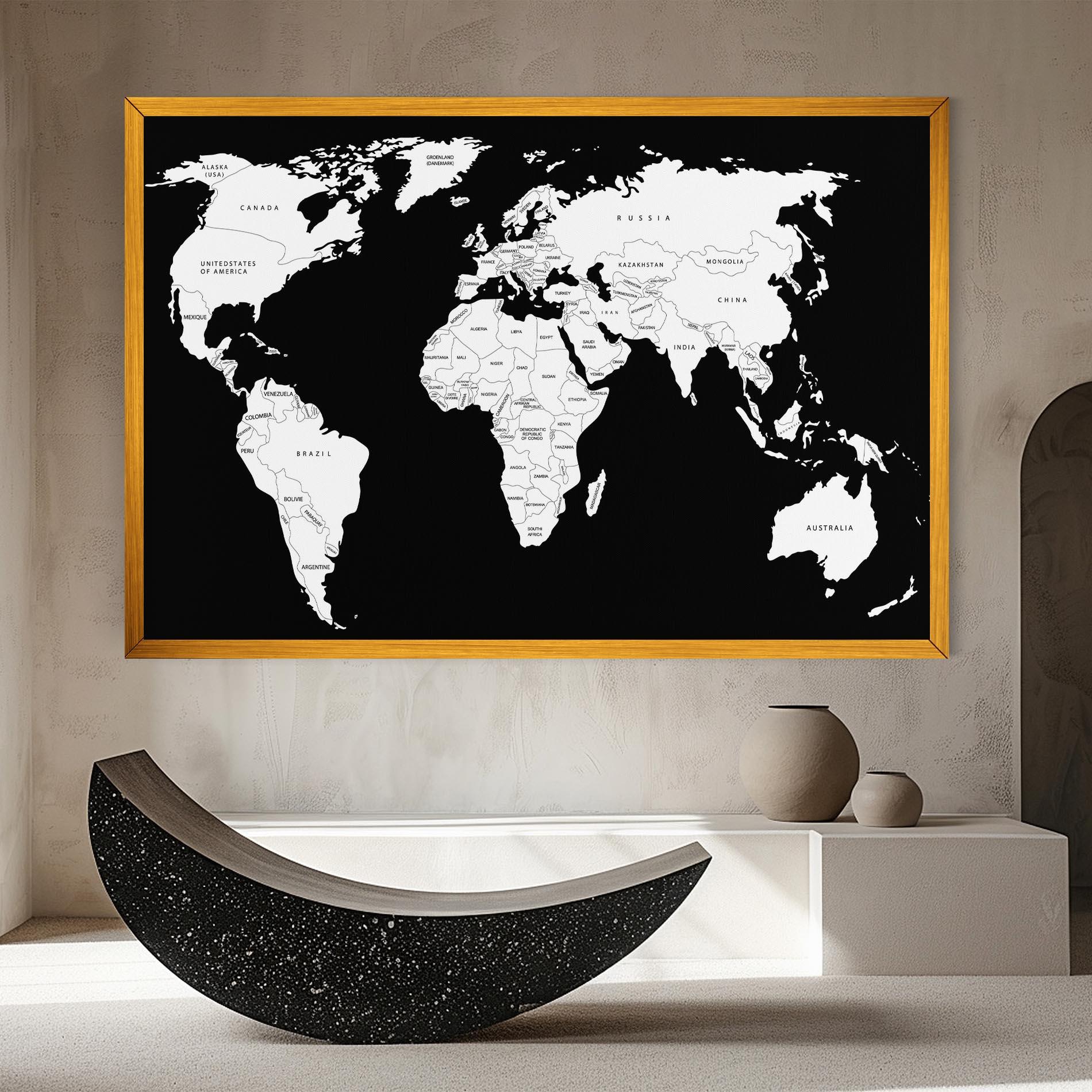 Tablou Canvas White World Map mockup 8