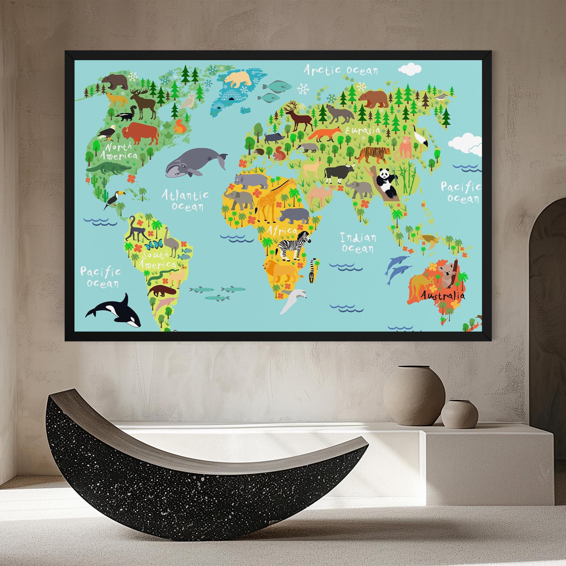 Tablou Canvas Animal World Map mockup 8