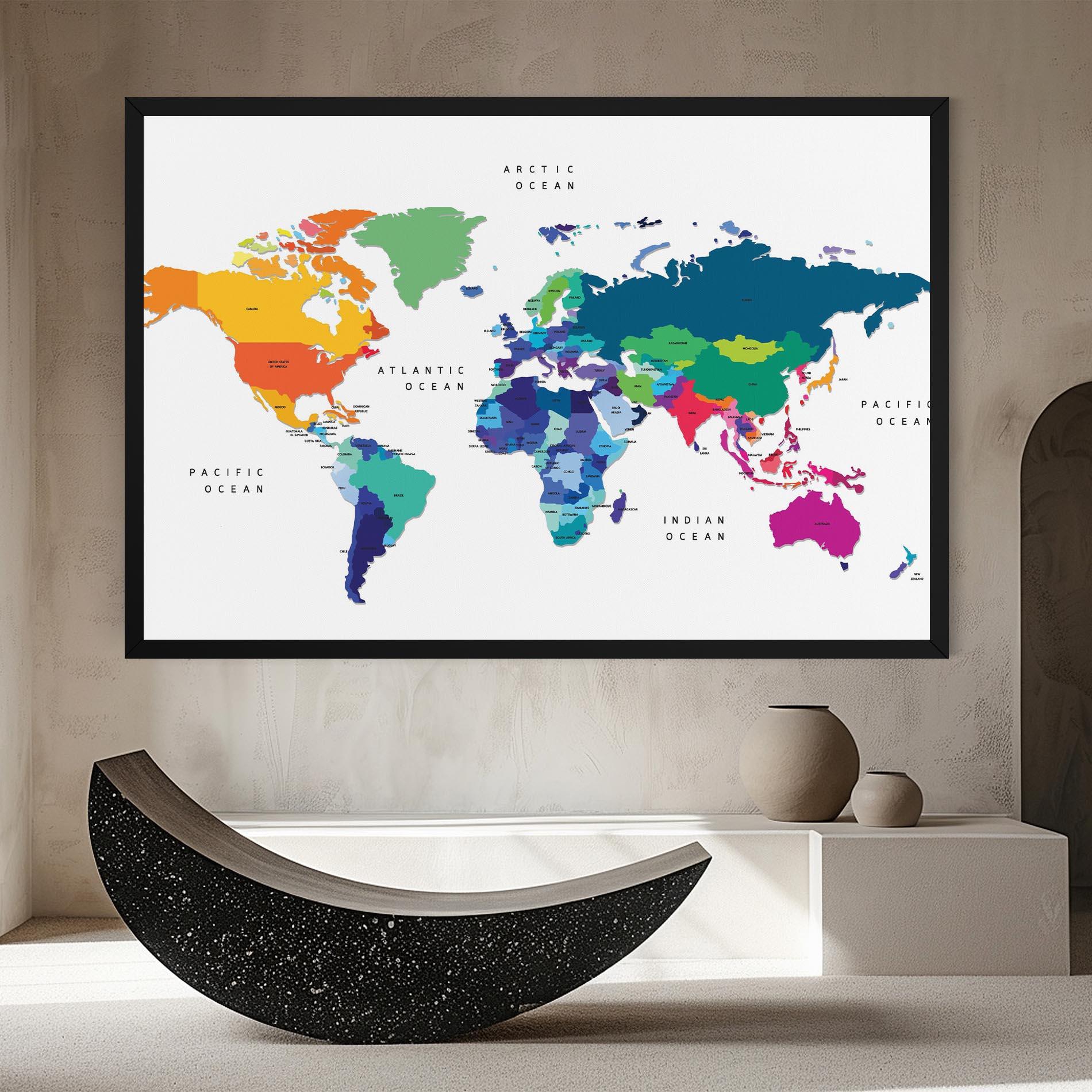 Tablou Canvas Colored Continents Map mockup 8