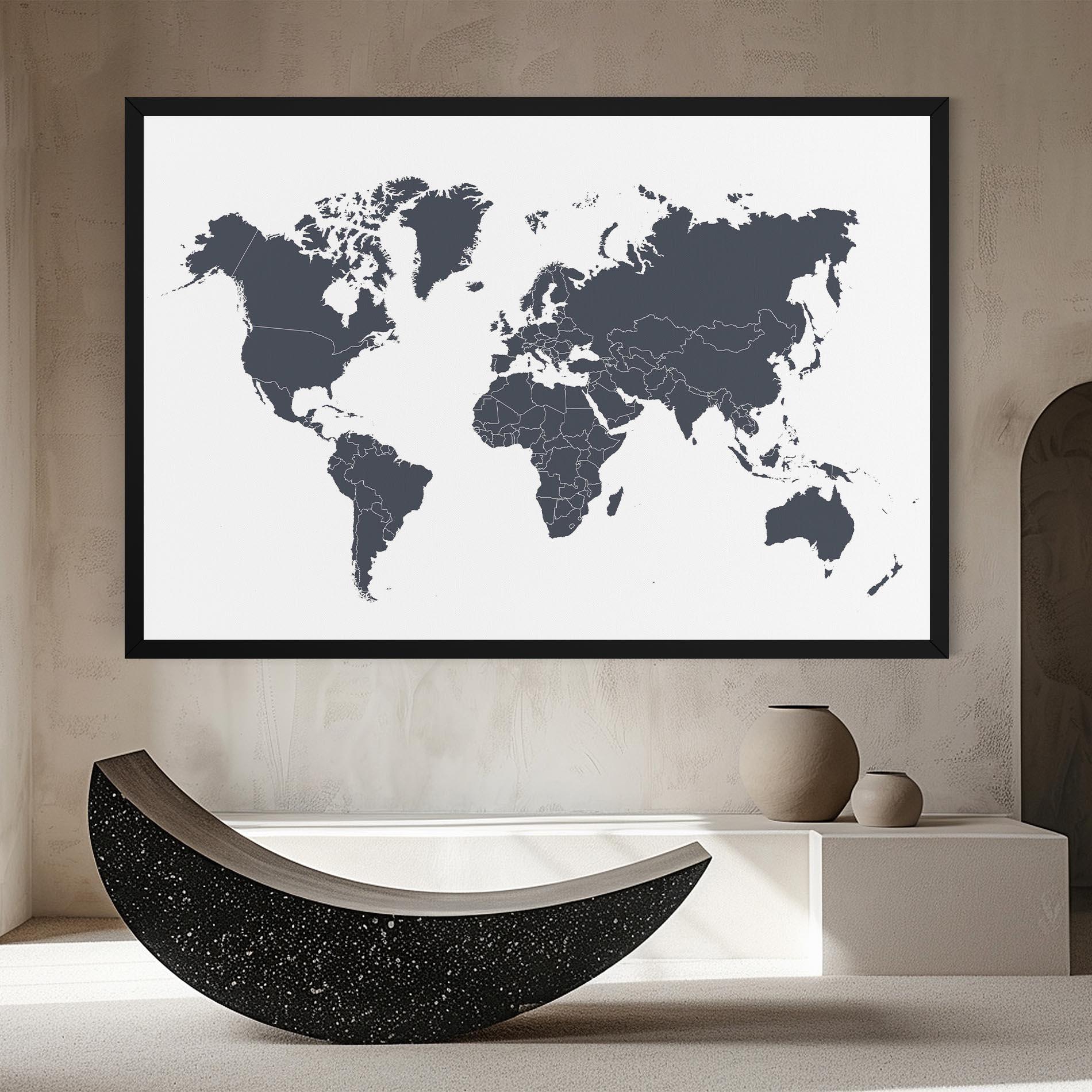 Tablou Canvas World Grey Map mockup 8