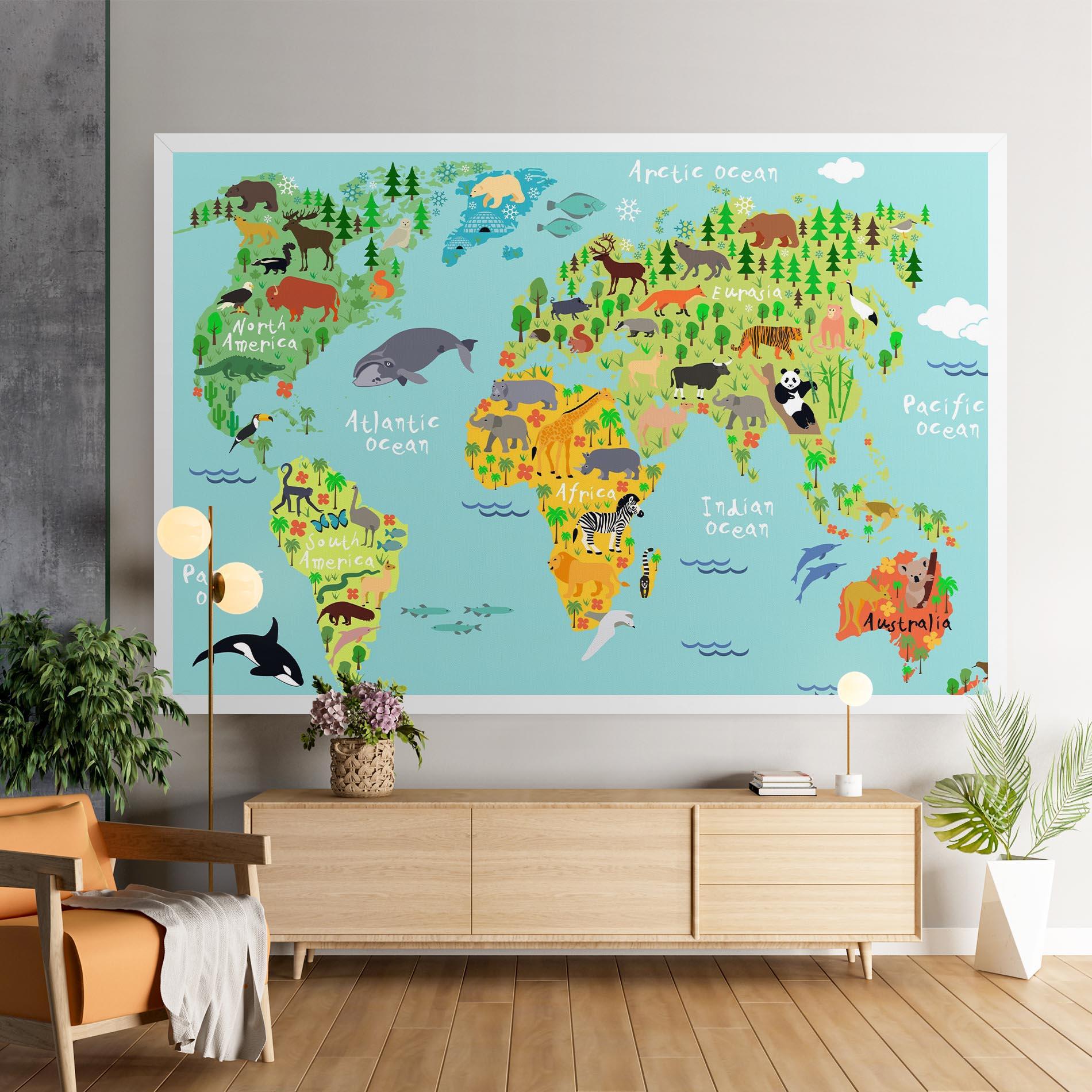 Tablou Canvas Animal World Map mockup 9