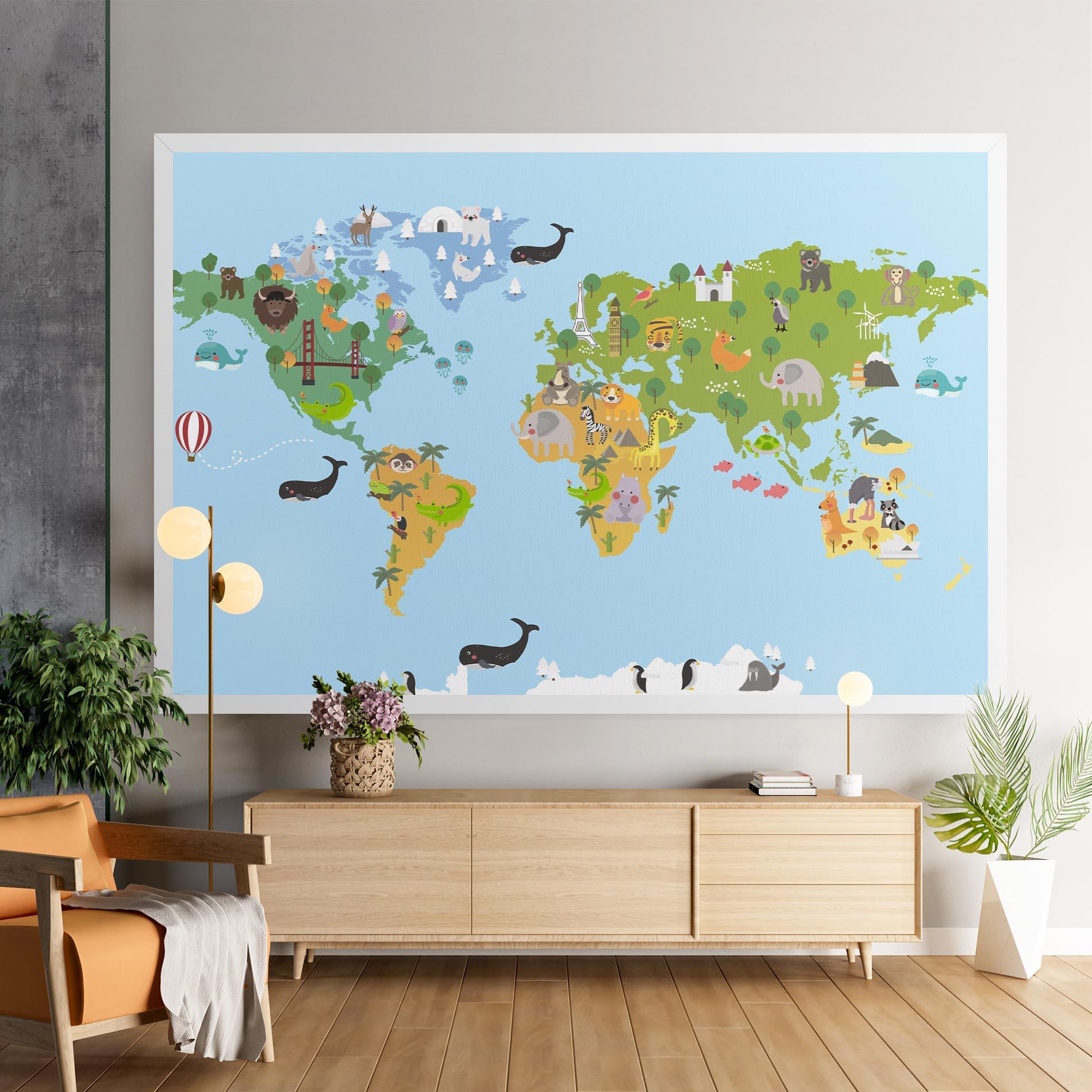 Tablou Canvas Animals Cute Map mockup 9
