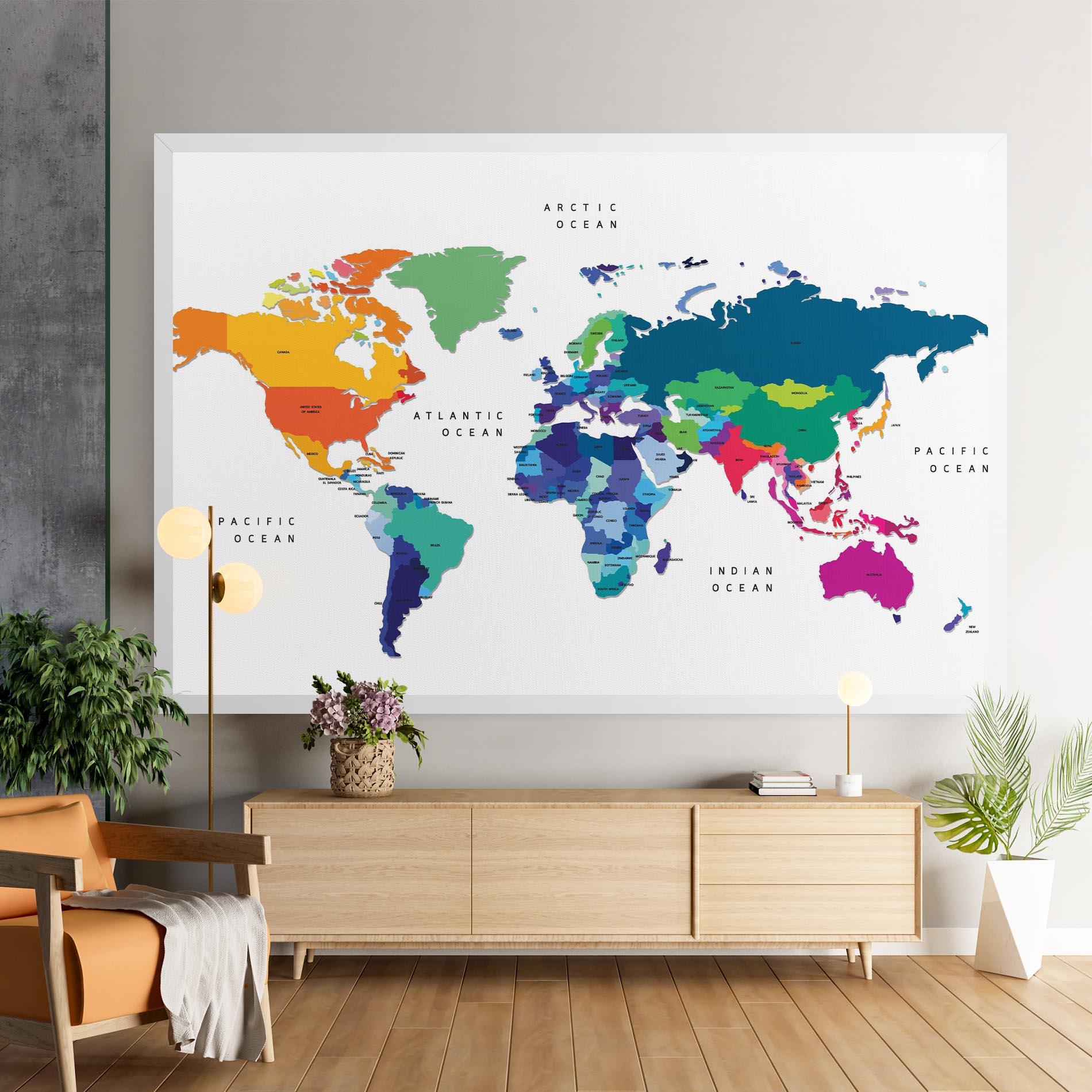 Tablou Canvas Colored Continents Map mockup 9