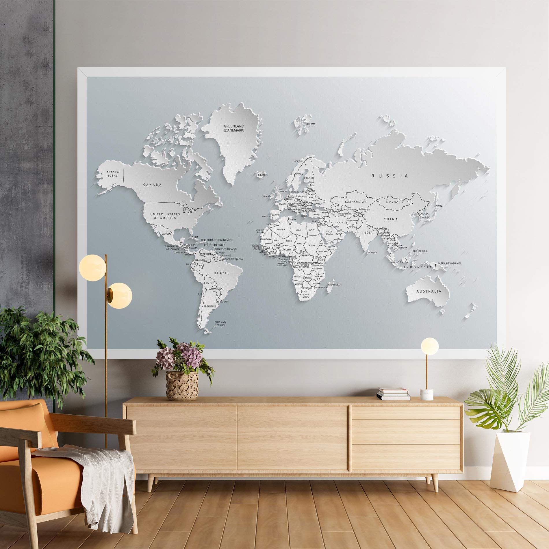 Tablou Canvas Grey White Map mockup 9