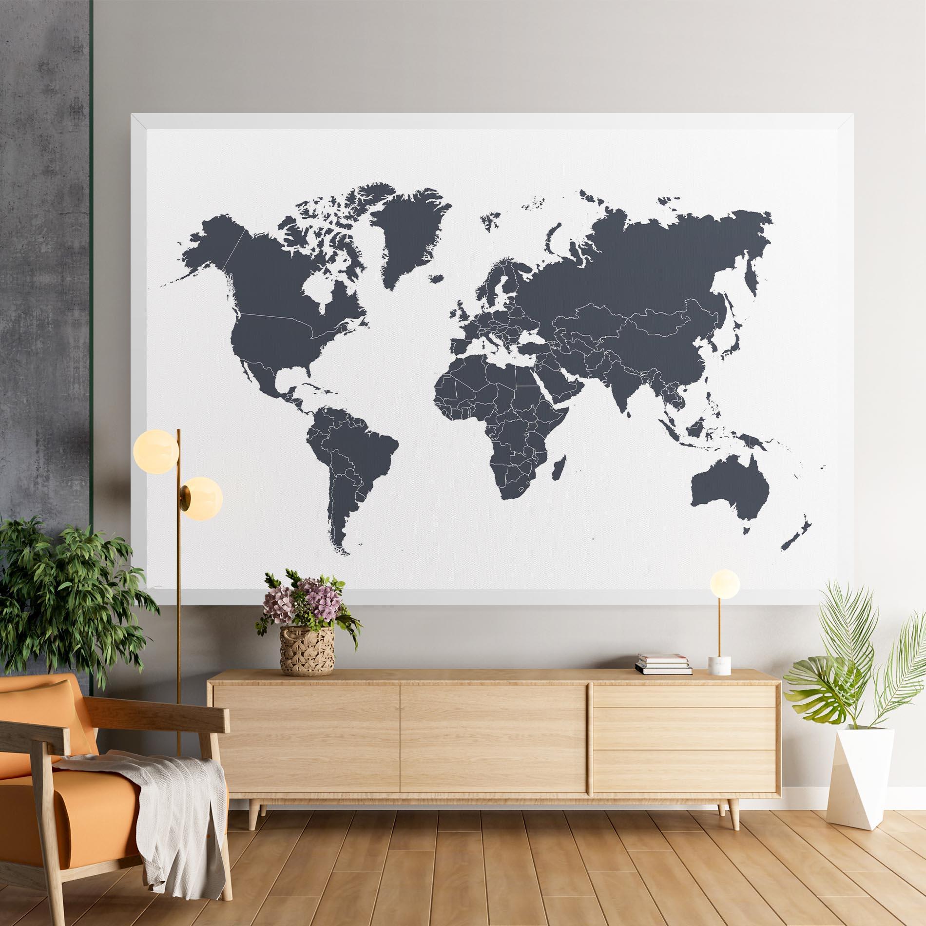 Tablou Canvas World Grey Map mockup 9