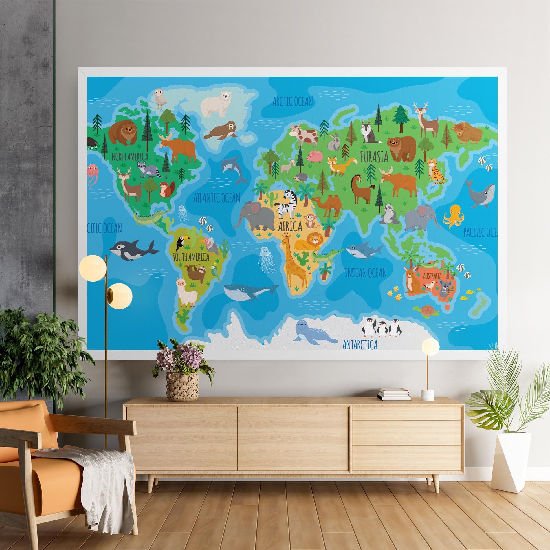 Tablou Canvas Worldwide Kids Map mockup 9