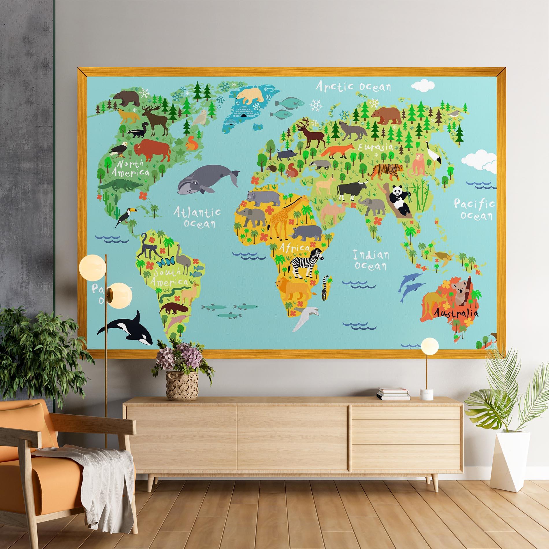 Tablou Canvas Animal World Map mockup 9