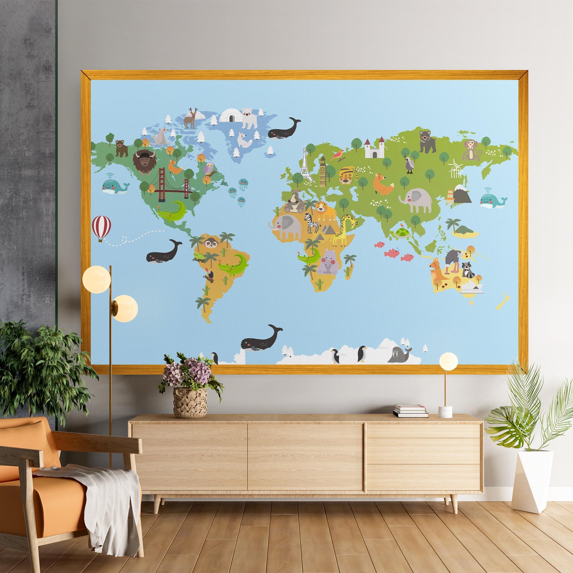 Tablou Canvas Animals Cute Map mockup 9