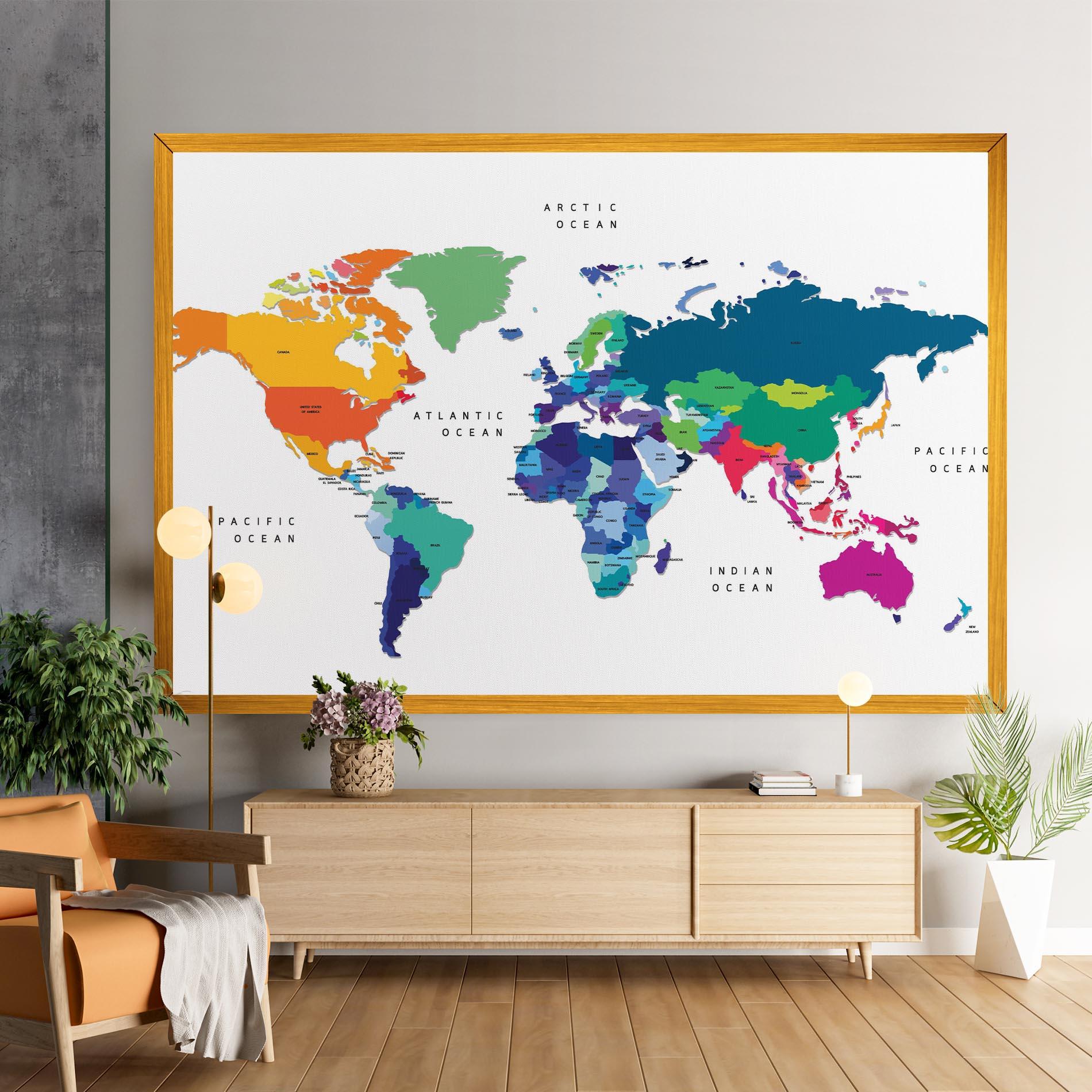 Tablou Canvas Colored Continents Map mockup 9