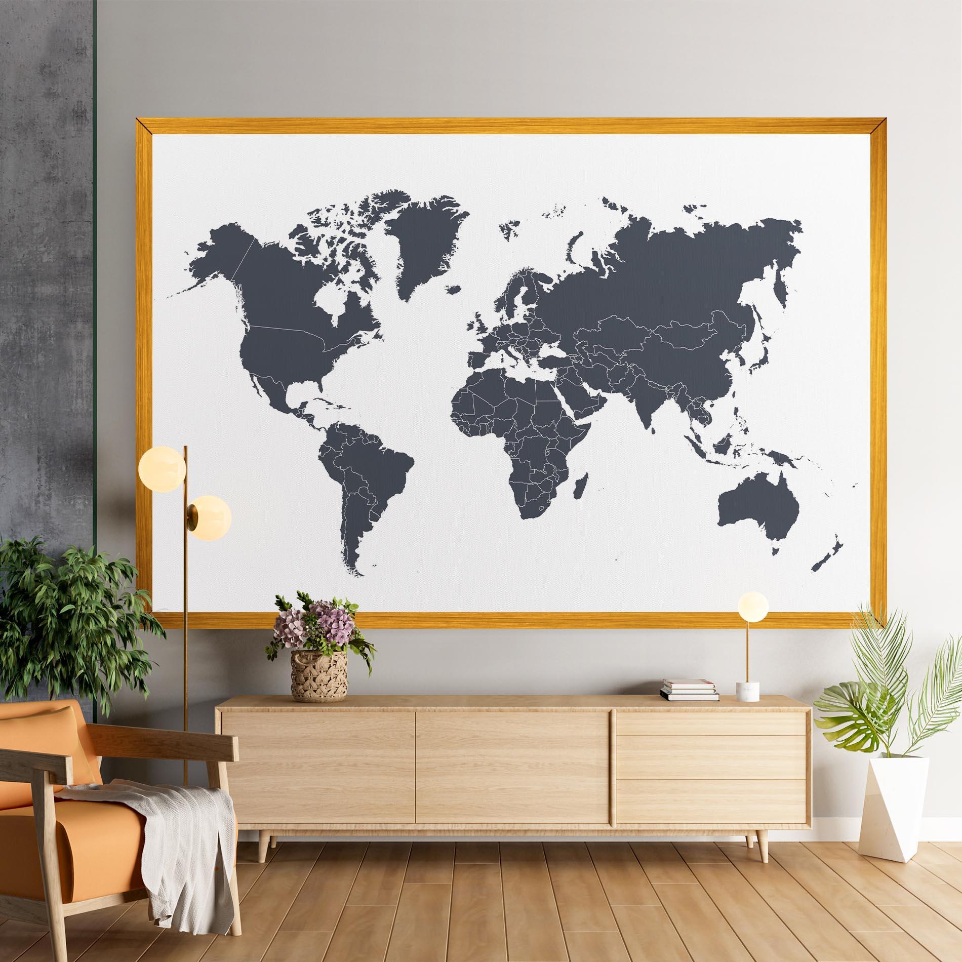 Tablou Canvas World Grey Map mockup 9