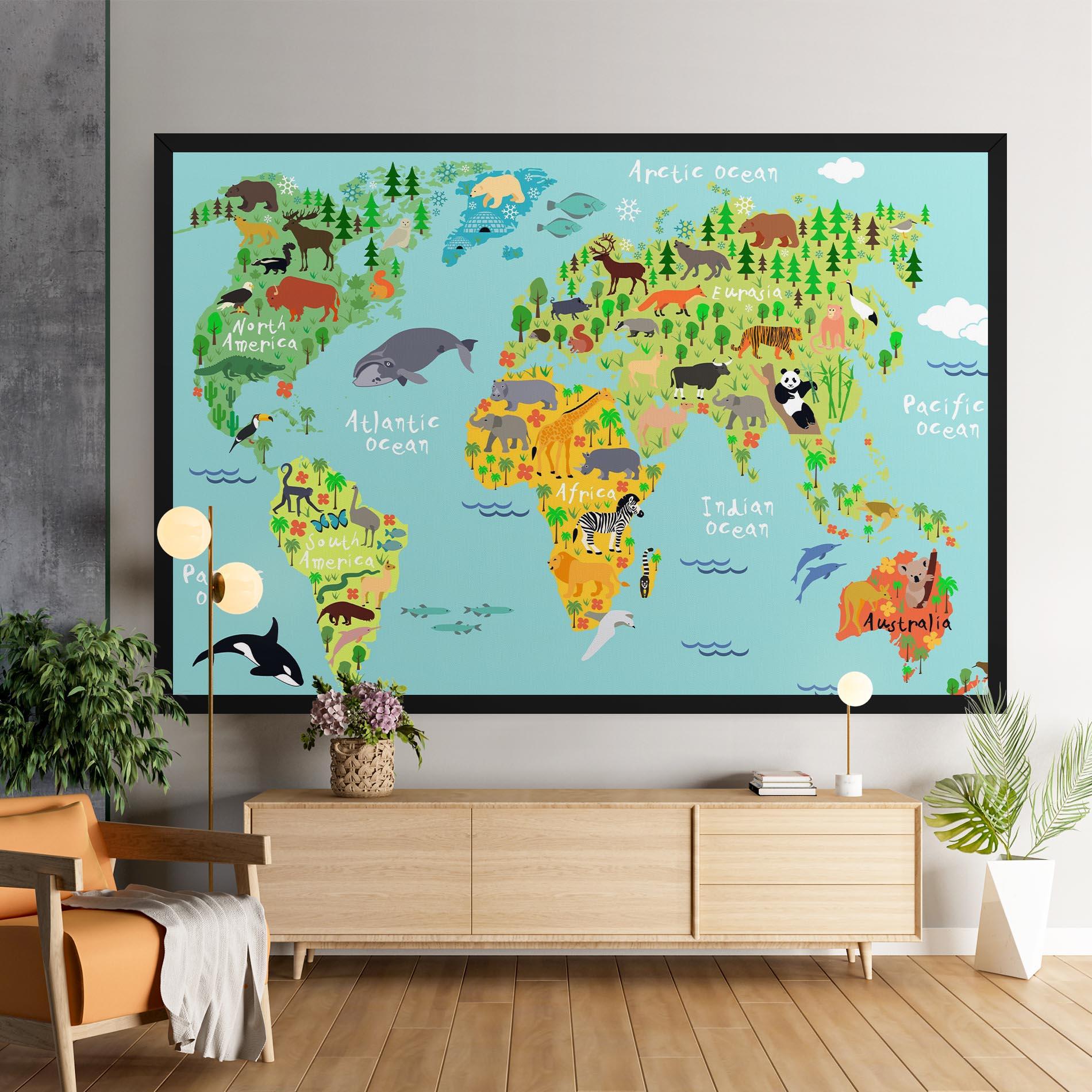 Tablou Canvas Animal World Map mockup 9
