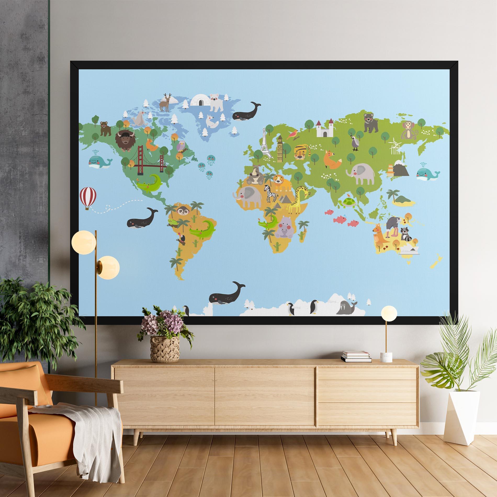 Tablou Canvas Animals Cute Map mockup 9
