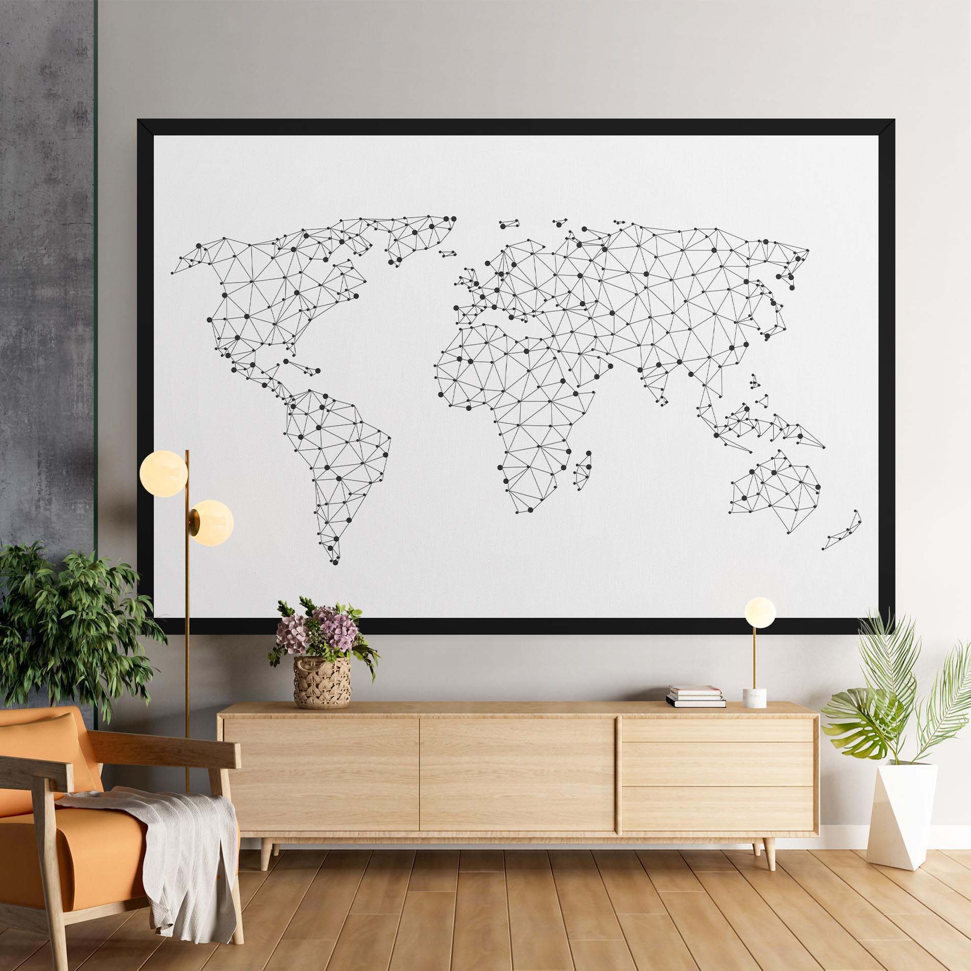 Tablou Canvas Black Map Line mockup 9