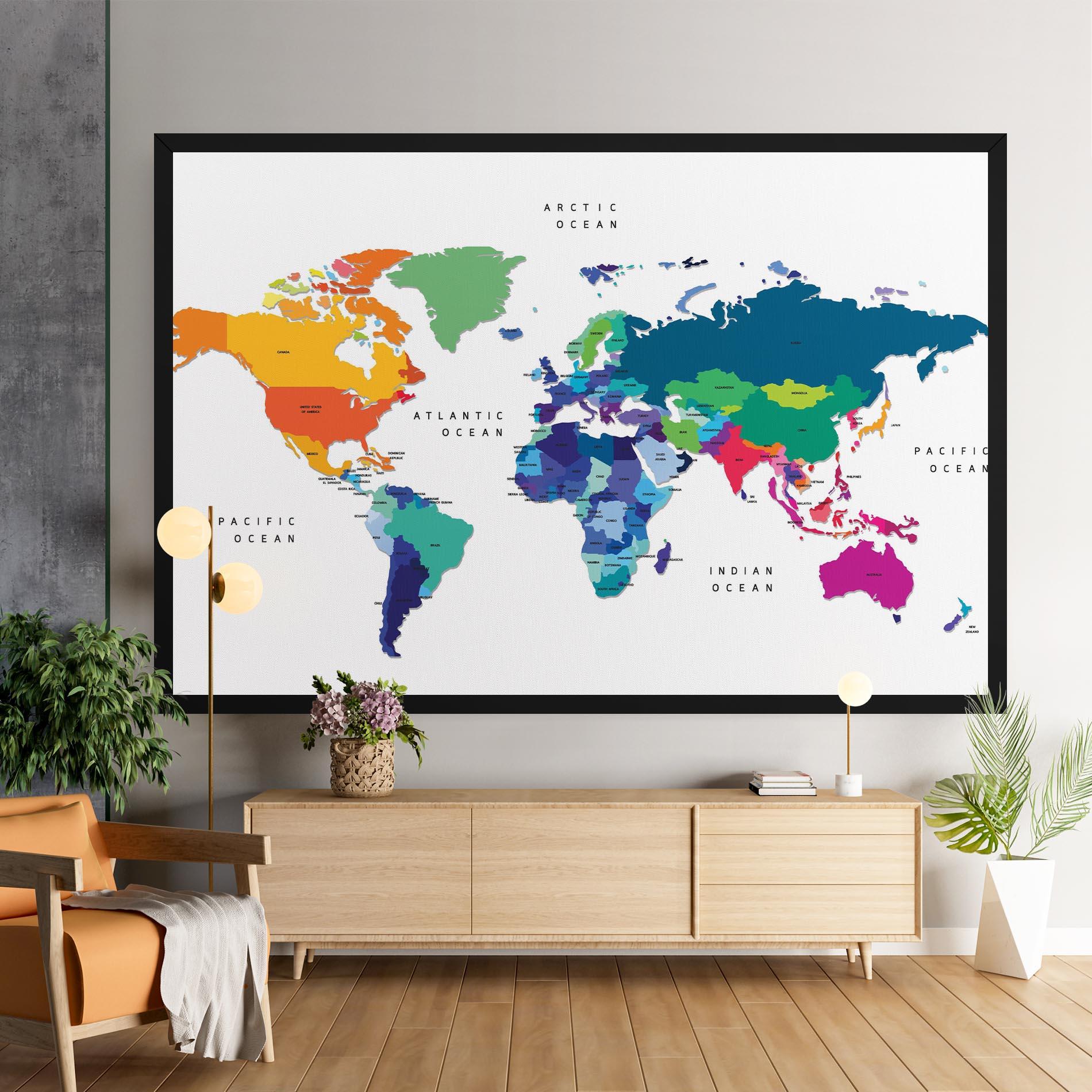 Tablou Canvas Colored Continents Map mockup 9