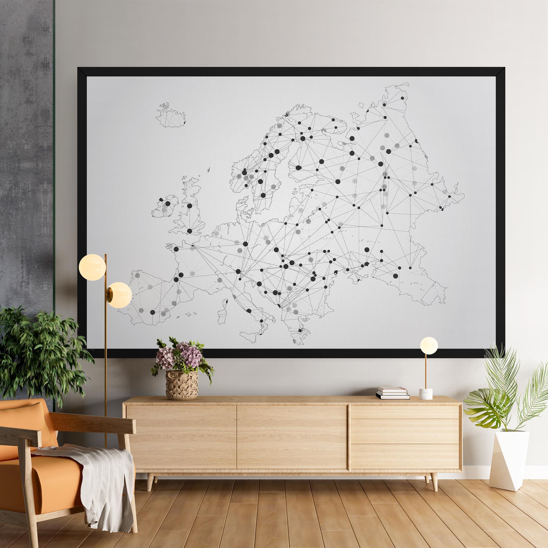 Tablou Canvas Europe Line Map mockup 9