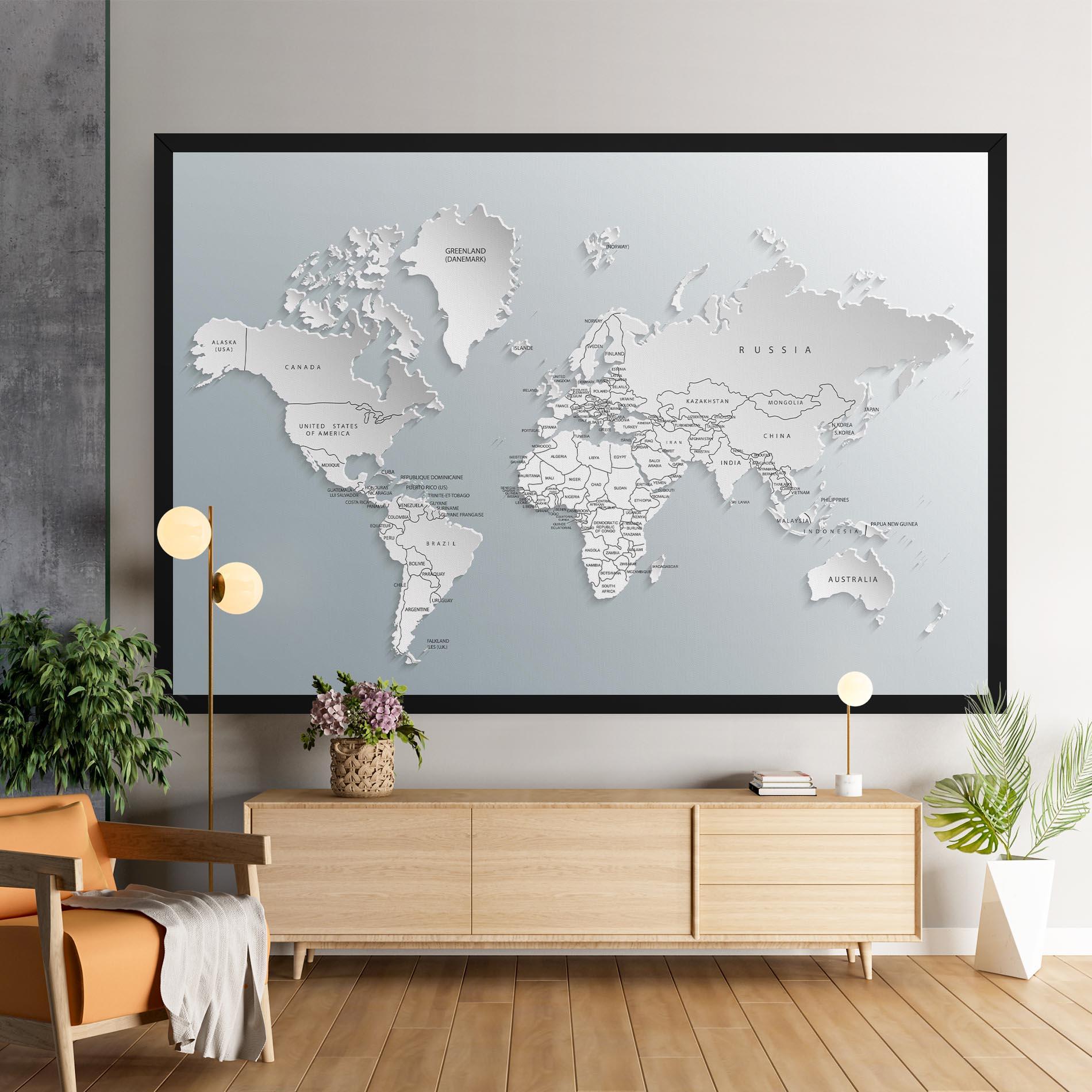 Tablou Canvas Grey White Map mockup 9