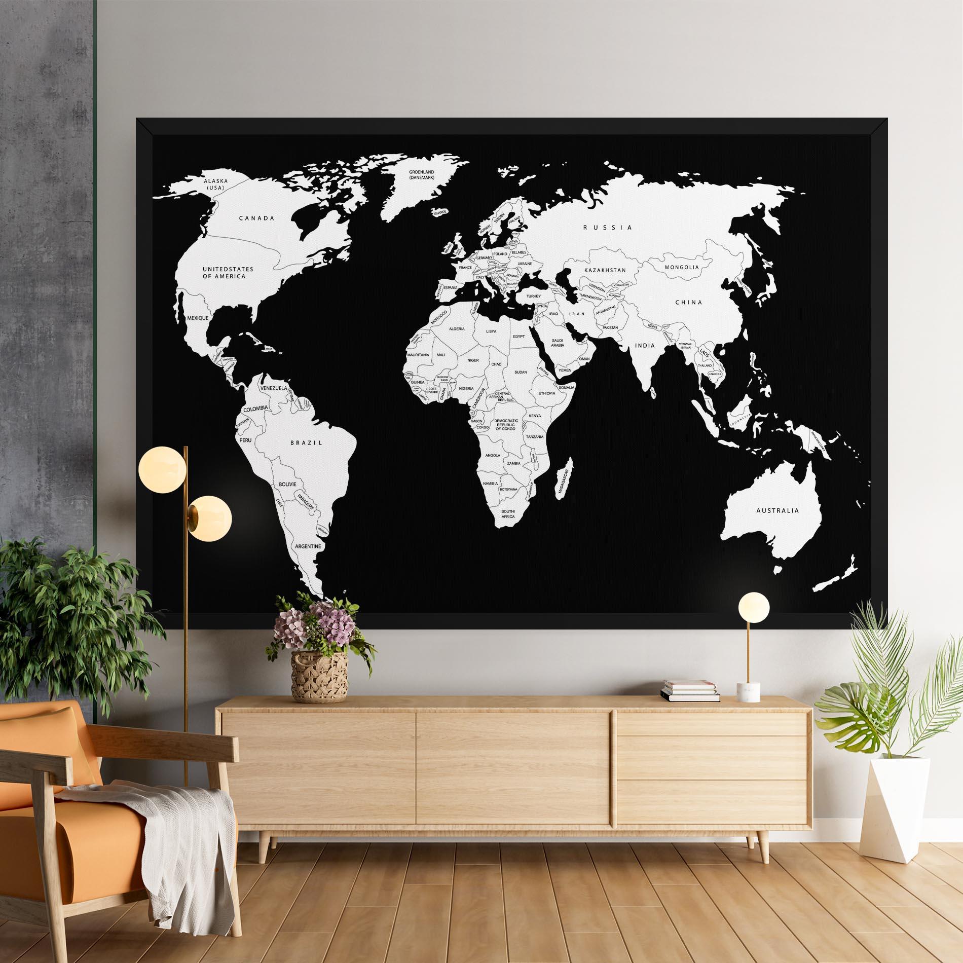 Tablou Canvas White World Map mockup 9