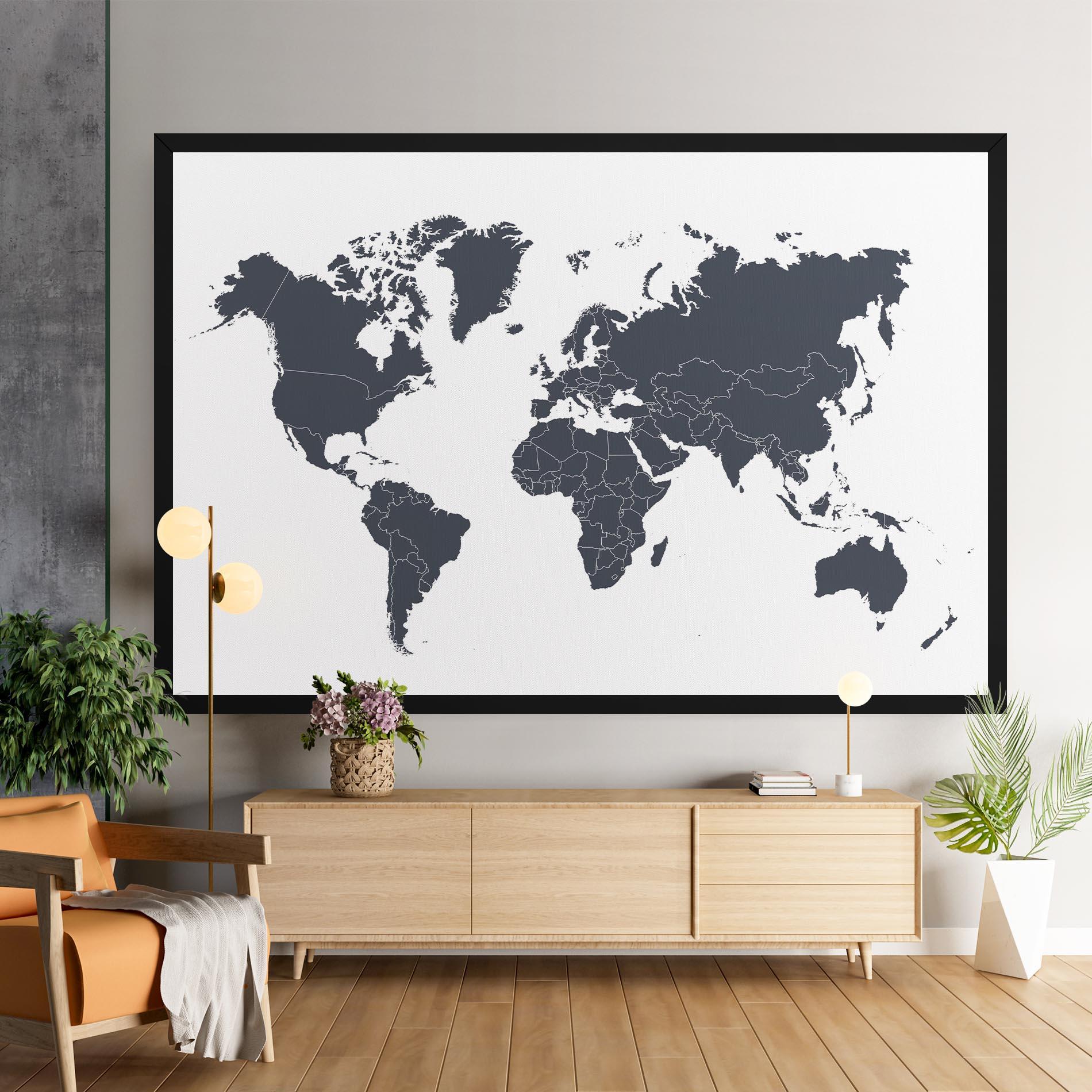Tablou Canvas World Grey Map mockup 9