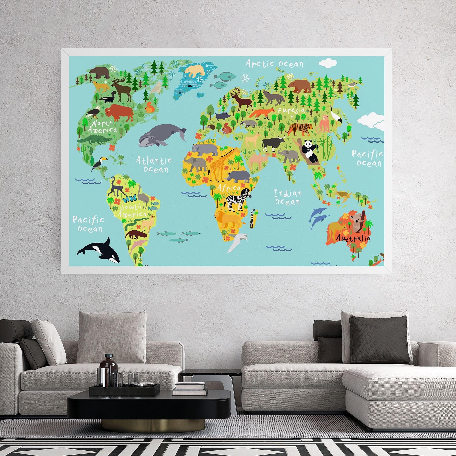 Tablou Canvas Animal World Map mockup 2