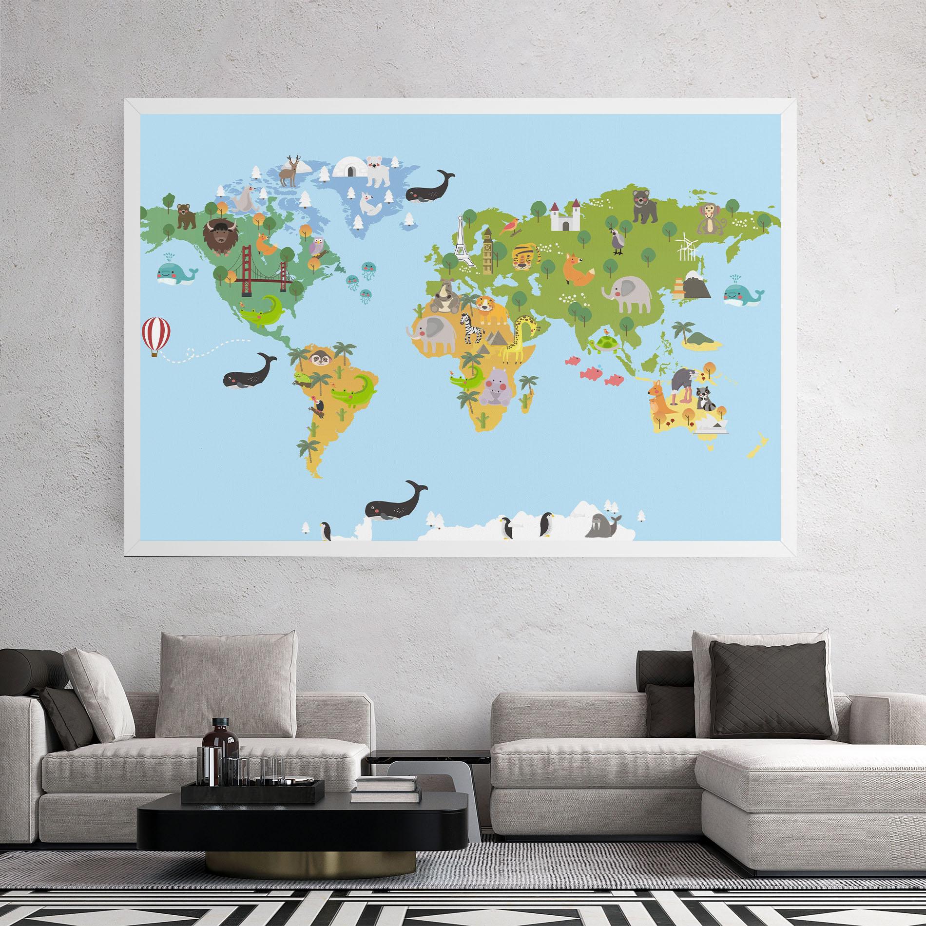 Tablou Canvas Animals Cute Map mockup 2