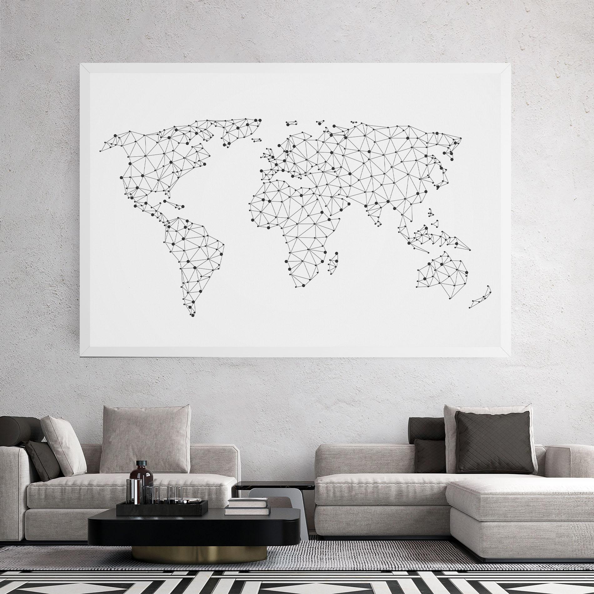 Tablou Canvas Black Map Line mockup 2