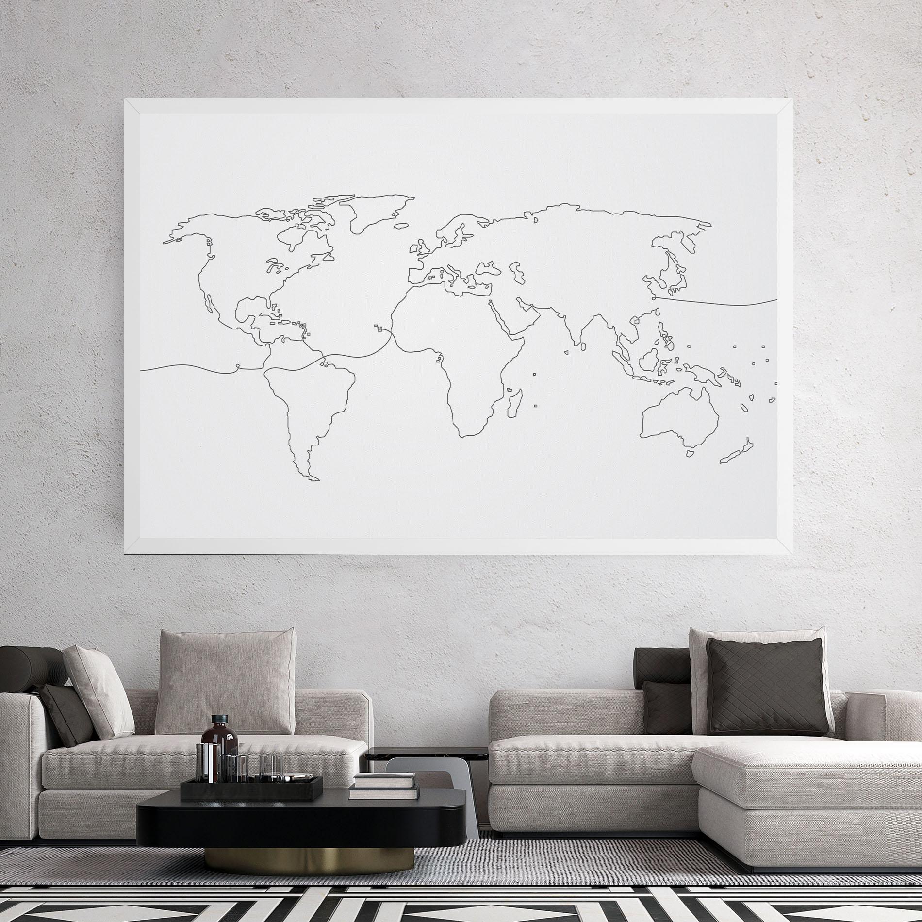 Tablou Canvas Continuous Line Map mockup 2