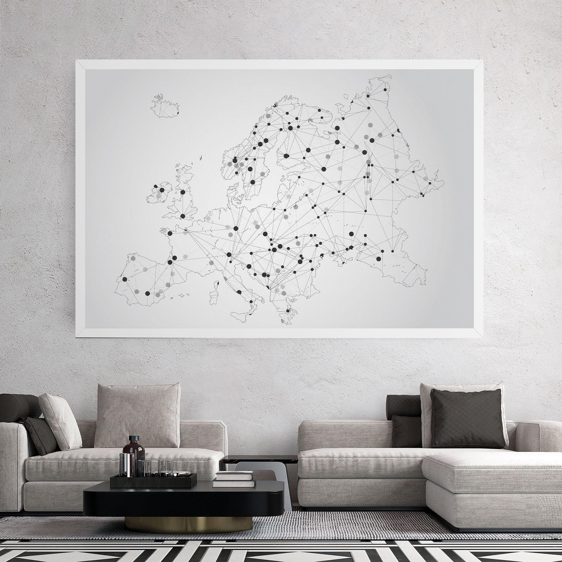 Tablou Canvas Europe Line Map mockup 2