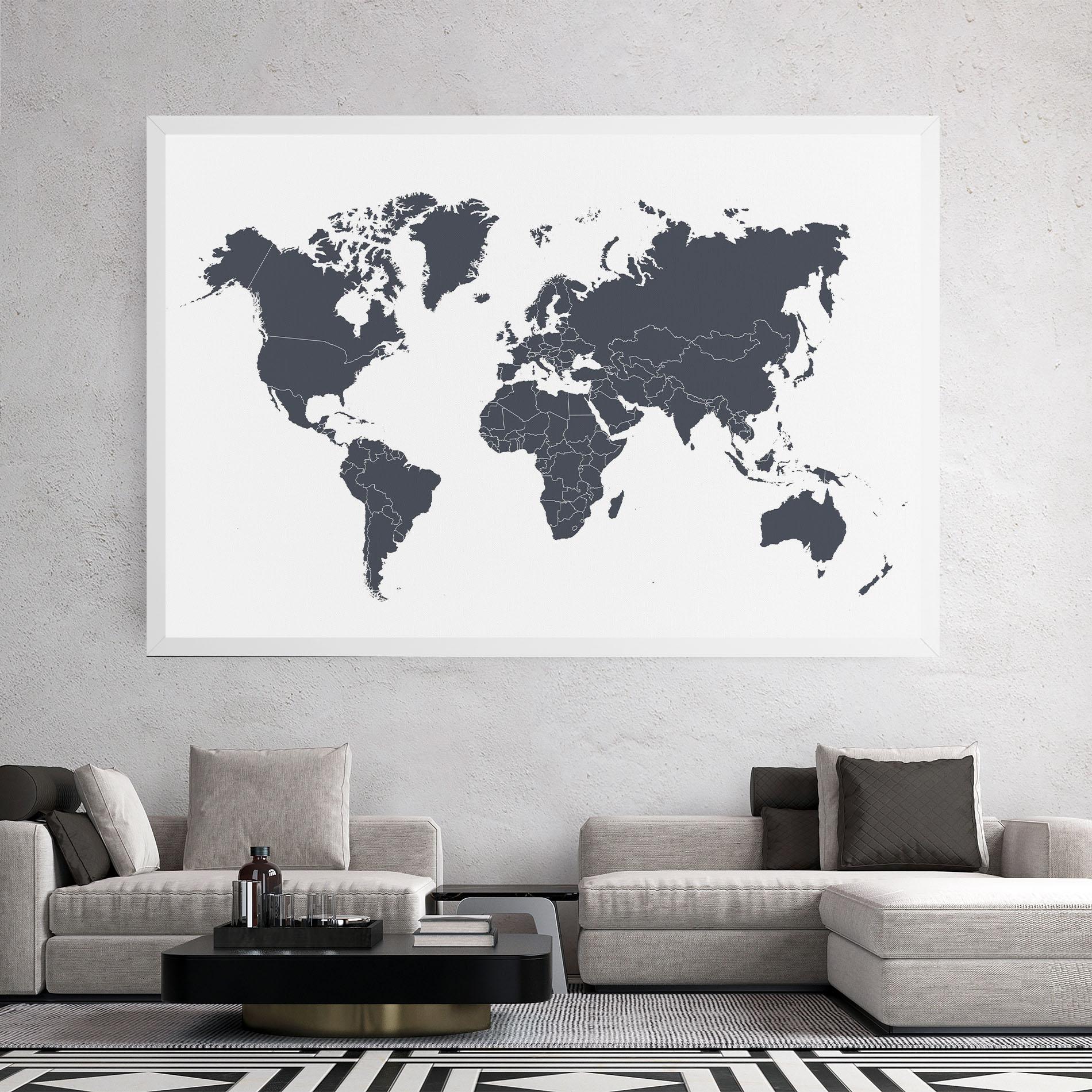 Tablou Canvas World Grey Map mockup 2