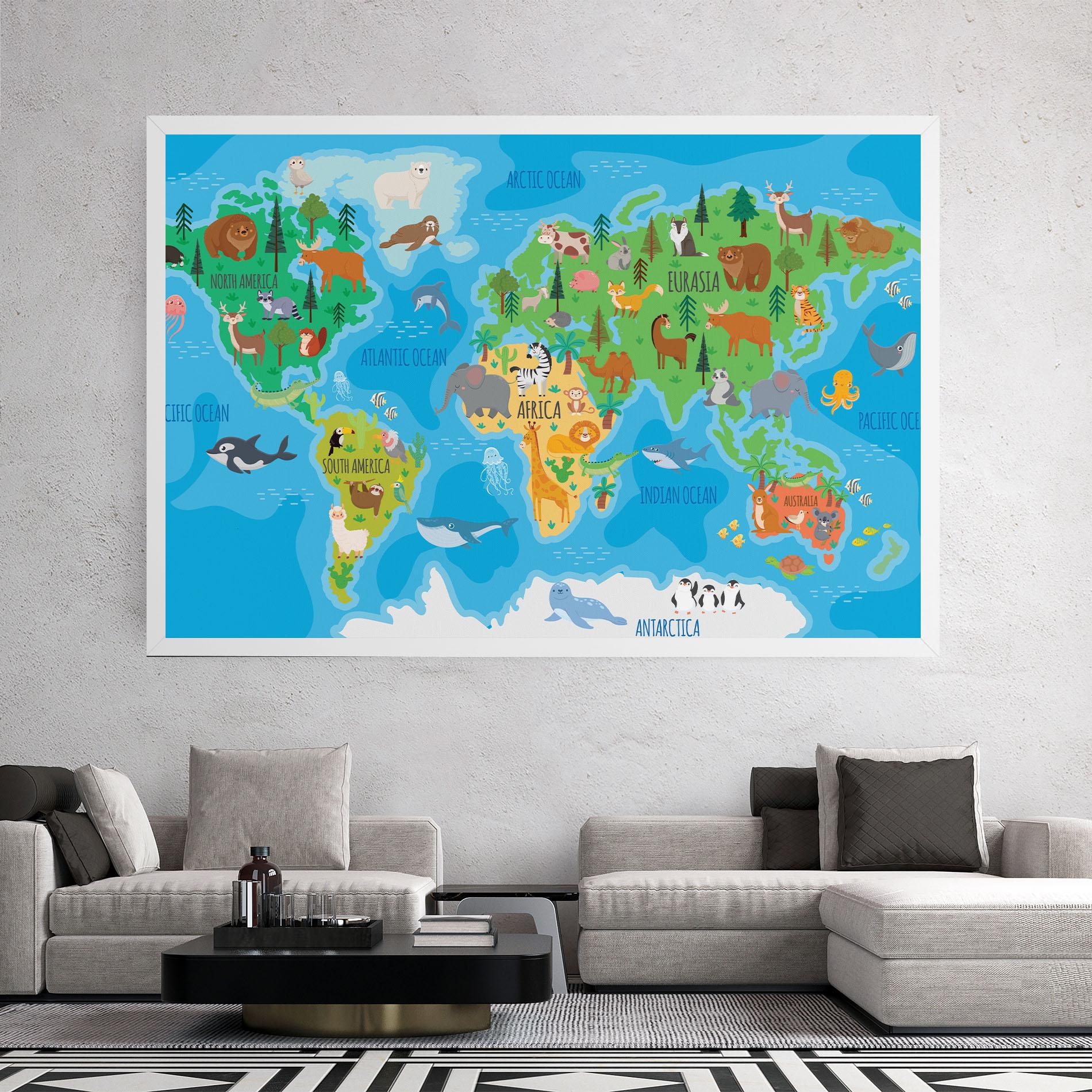 Tablou Canvas Worldwide Kids Map mockup 2