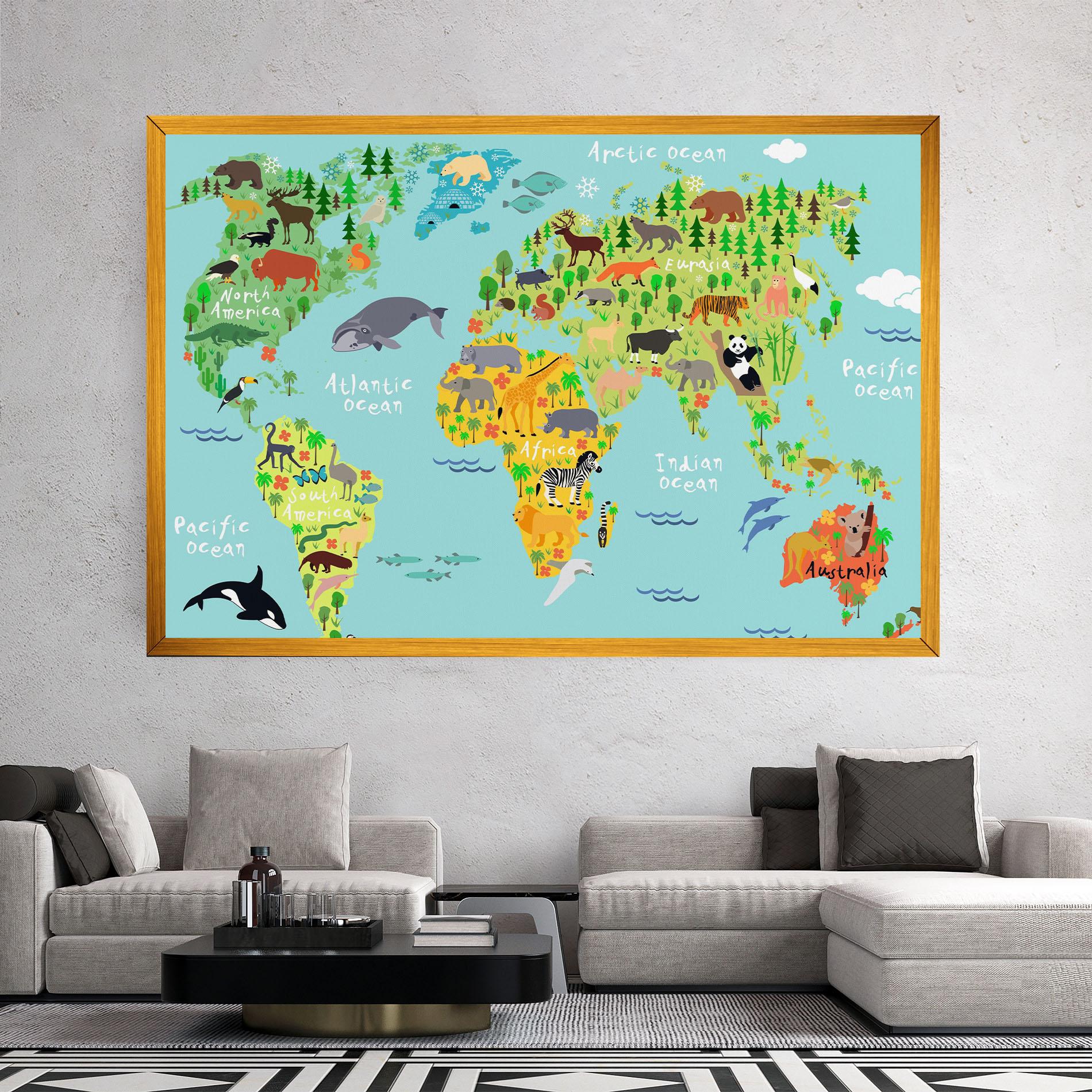 Tablou Canvas Animal World Map mockup 2