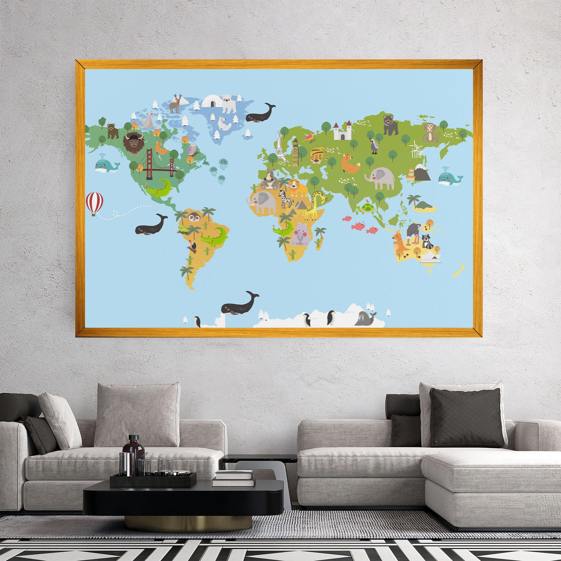 Tablou Canvas Animals Cute Map mockup 2